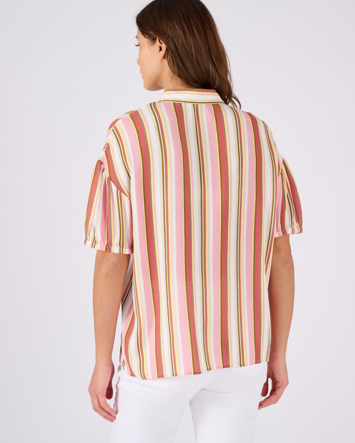Chemisier rayé en tissu créponné pure viscose