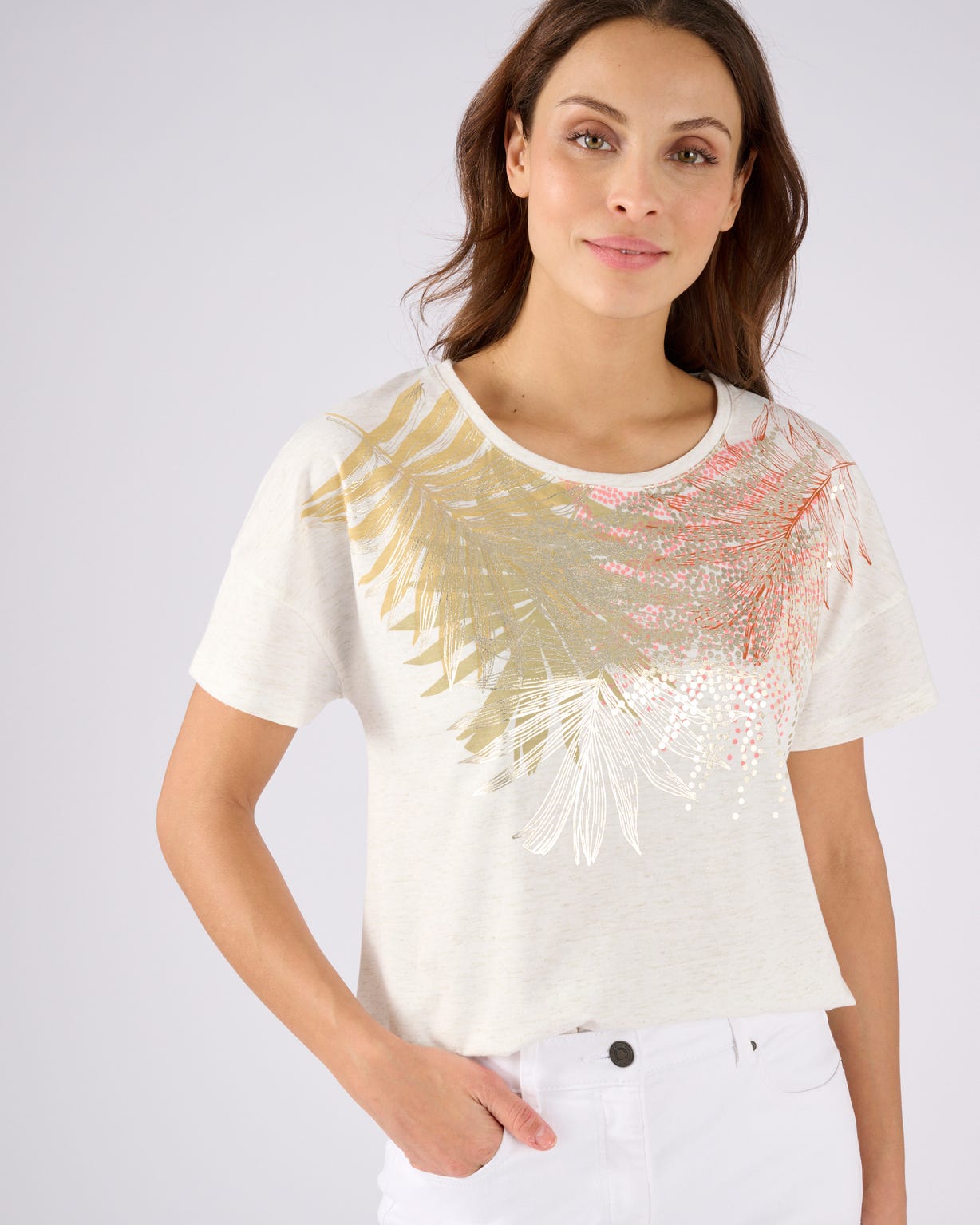 T-shirt motif placé fil brillant