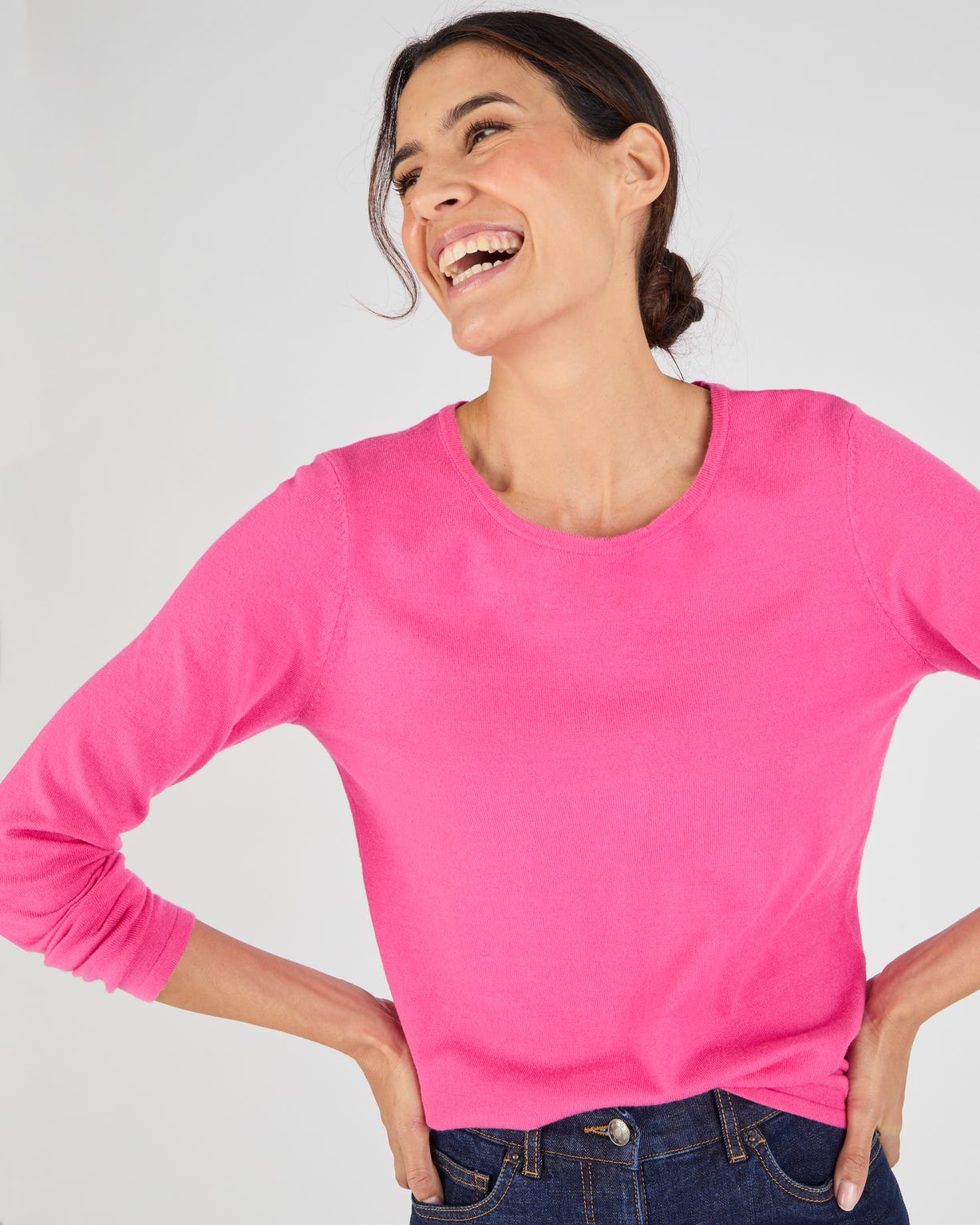 Pull maille fine uni ou imprimé