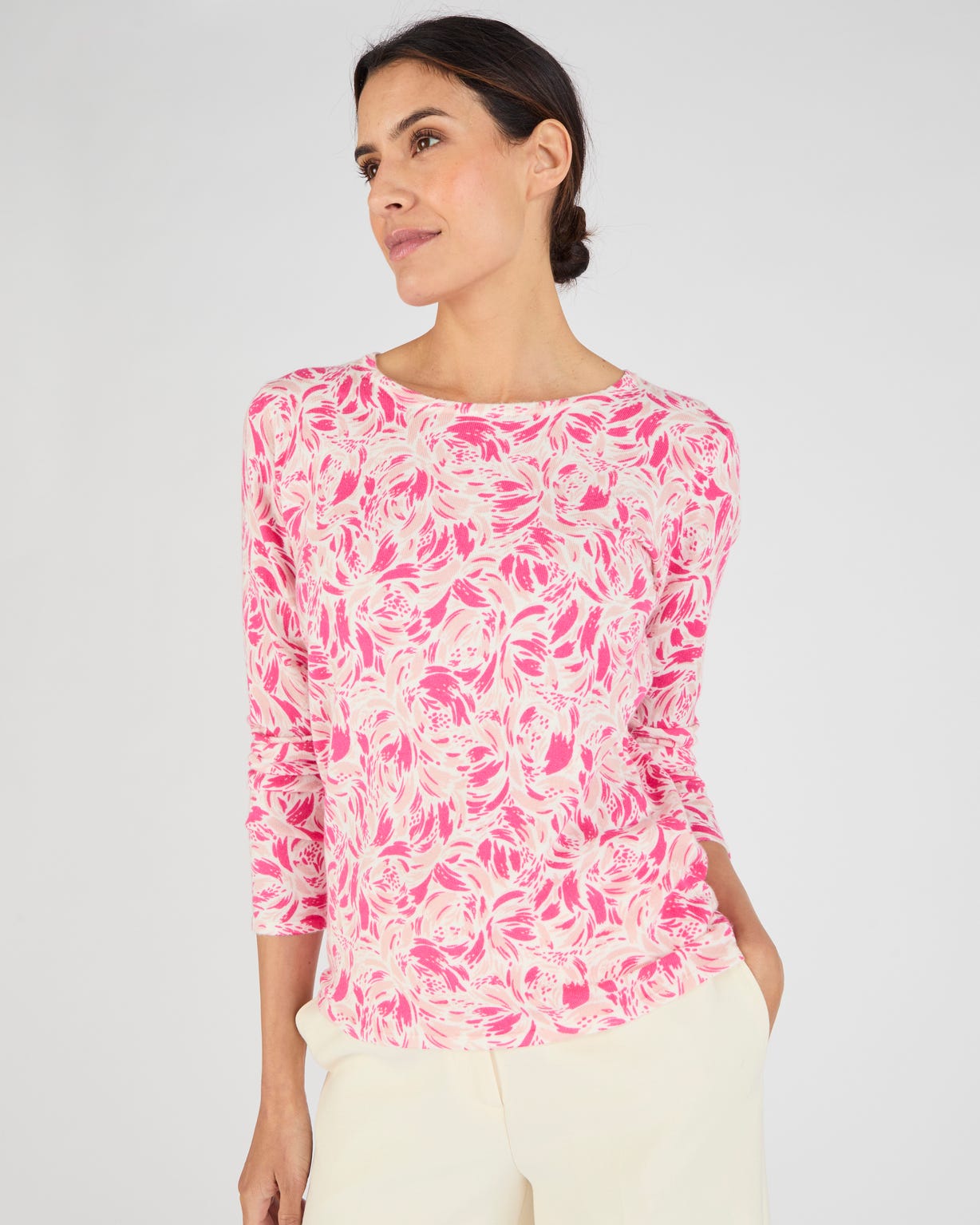 Pull maille fine uni ou imprimé