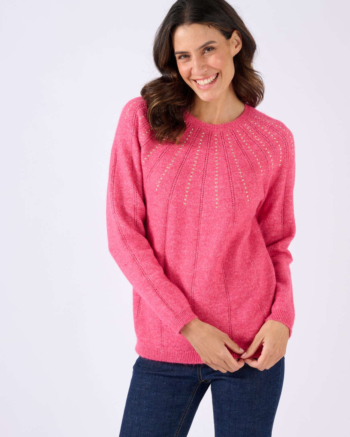 Pull maille ajourée et strass Thermolactyl