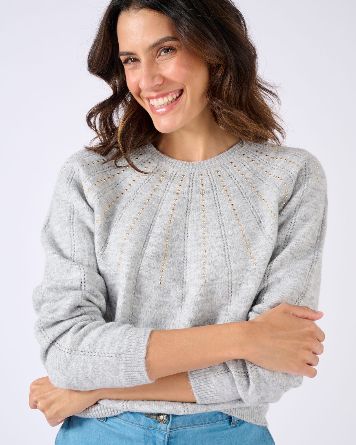 Pull maille ajourée et strass Thermolactyl