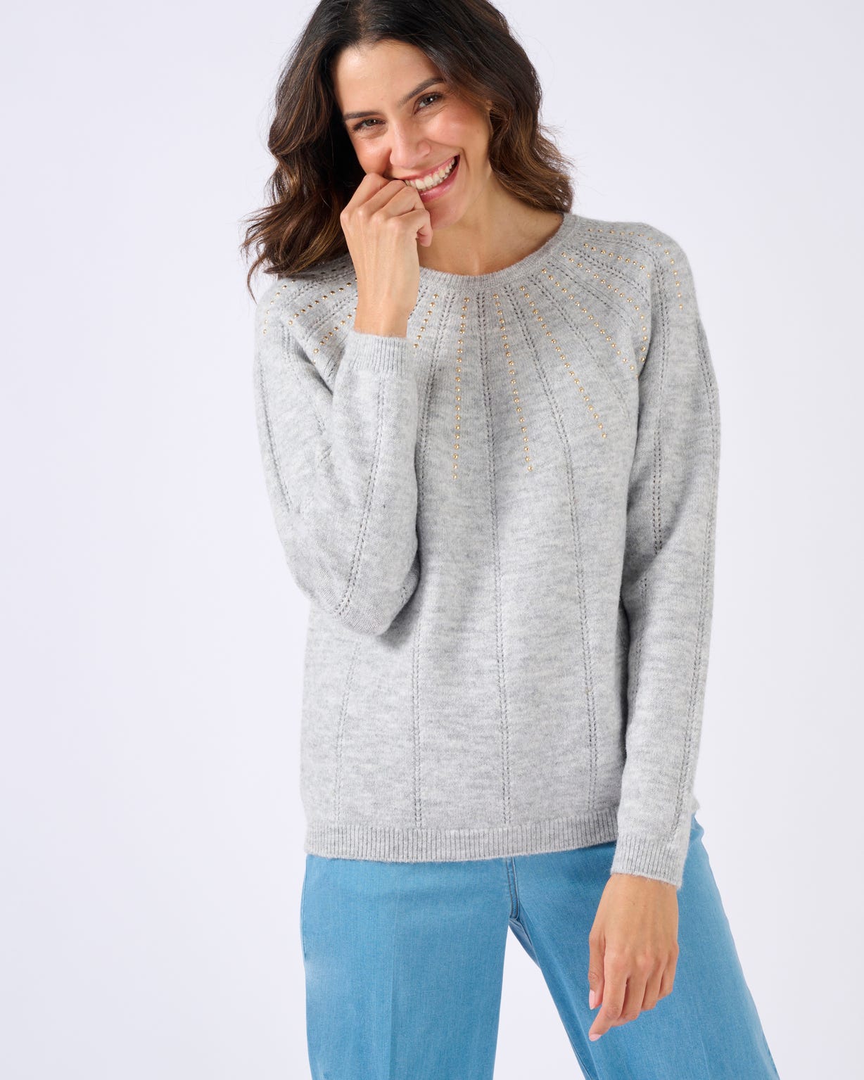 Pull maille ajourée et strass Thermolactyl