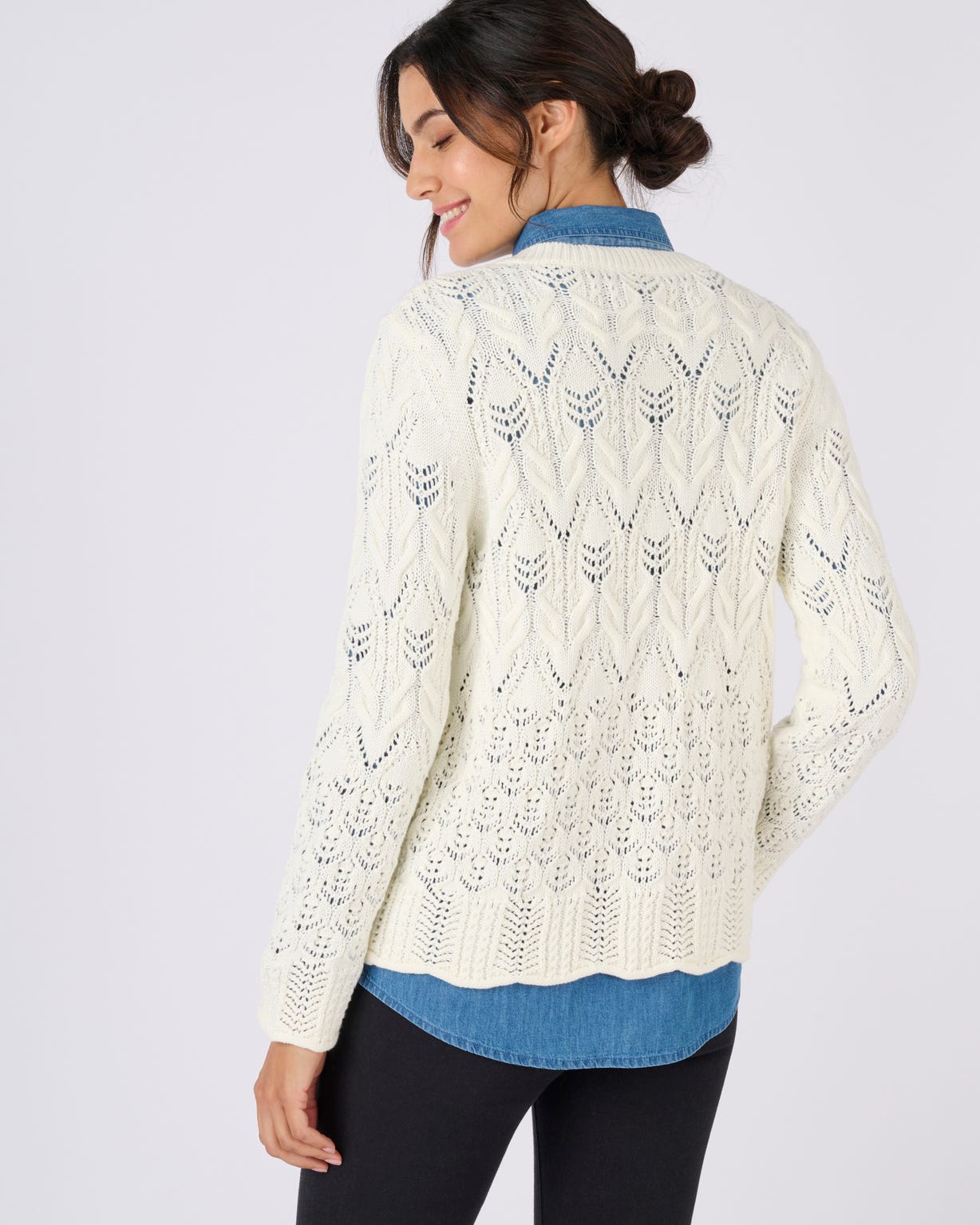 Cardigan maille ajourée pur coton