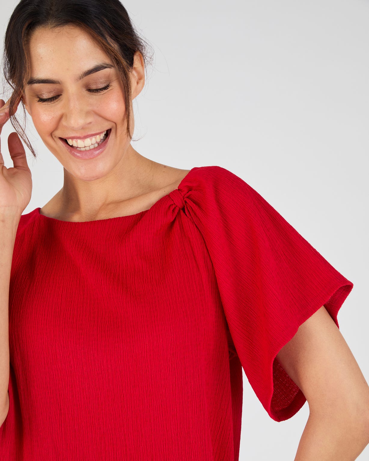 T-shirt maille texturée col fantaisie