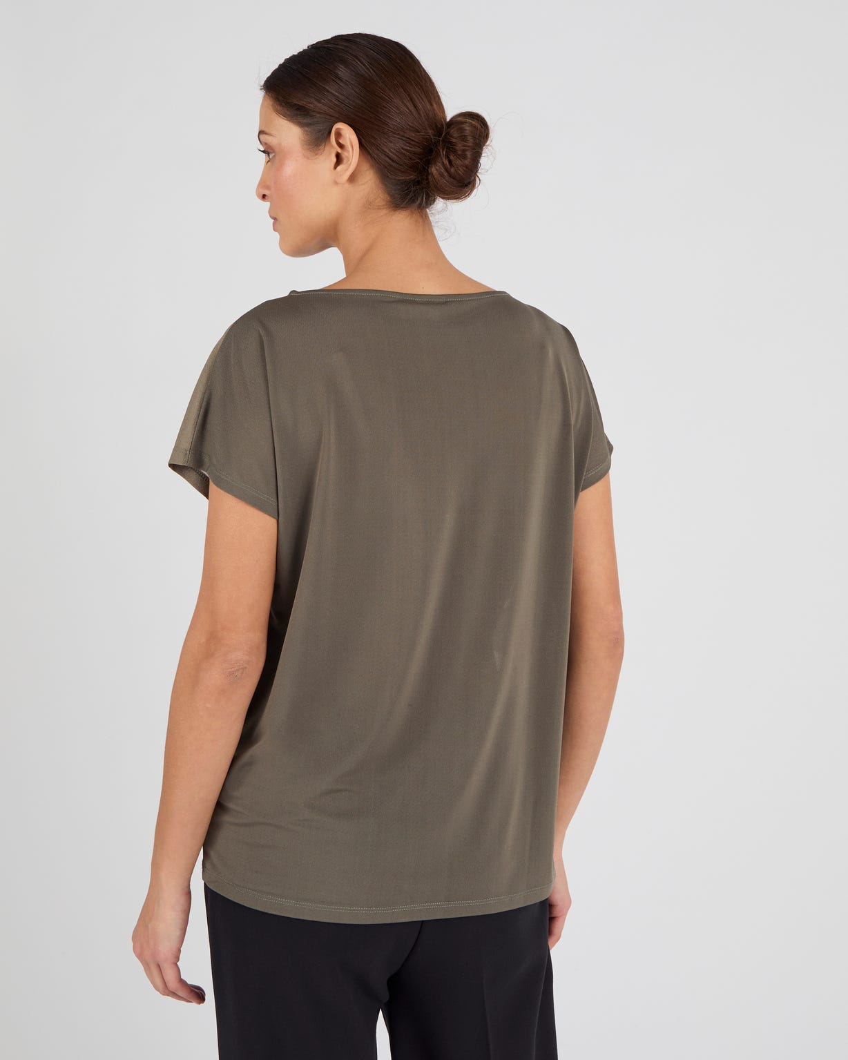 T-shirt maille crêpe motif feuillage