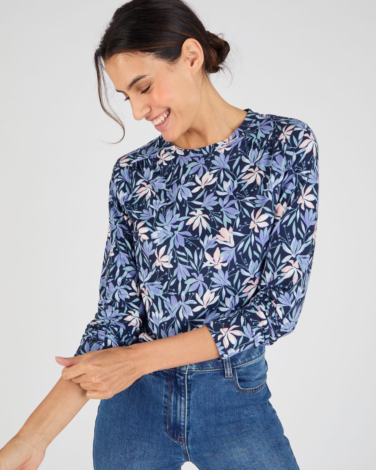 T-shirt maille chaude imprimé végétal