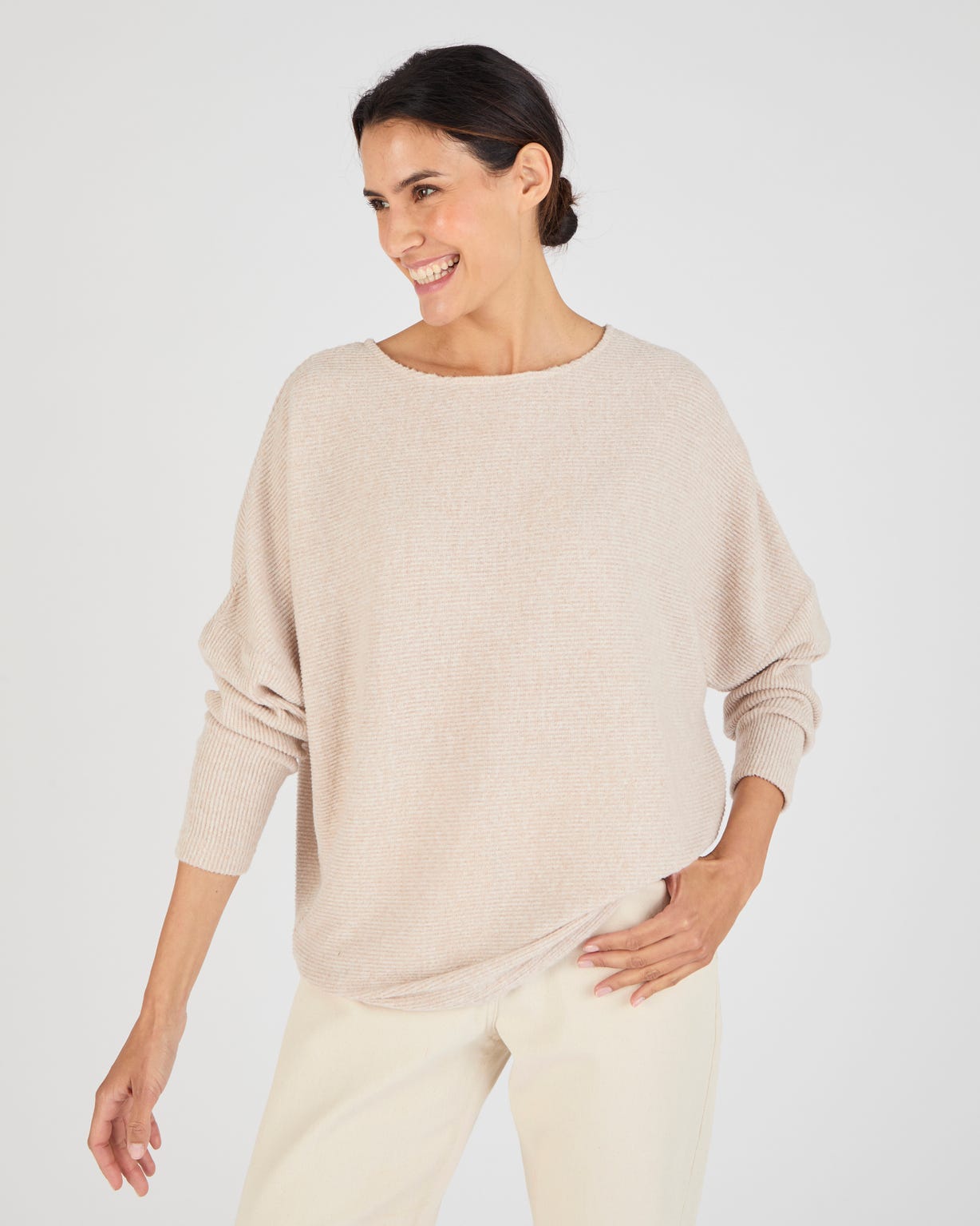 T-shirt maille chaude côtelée