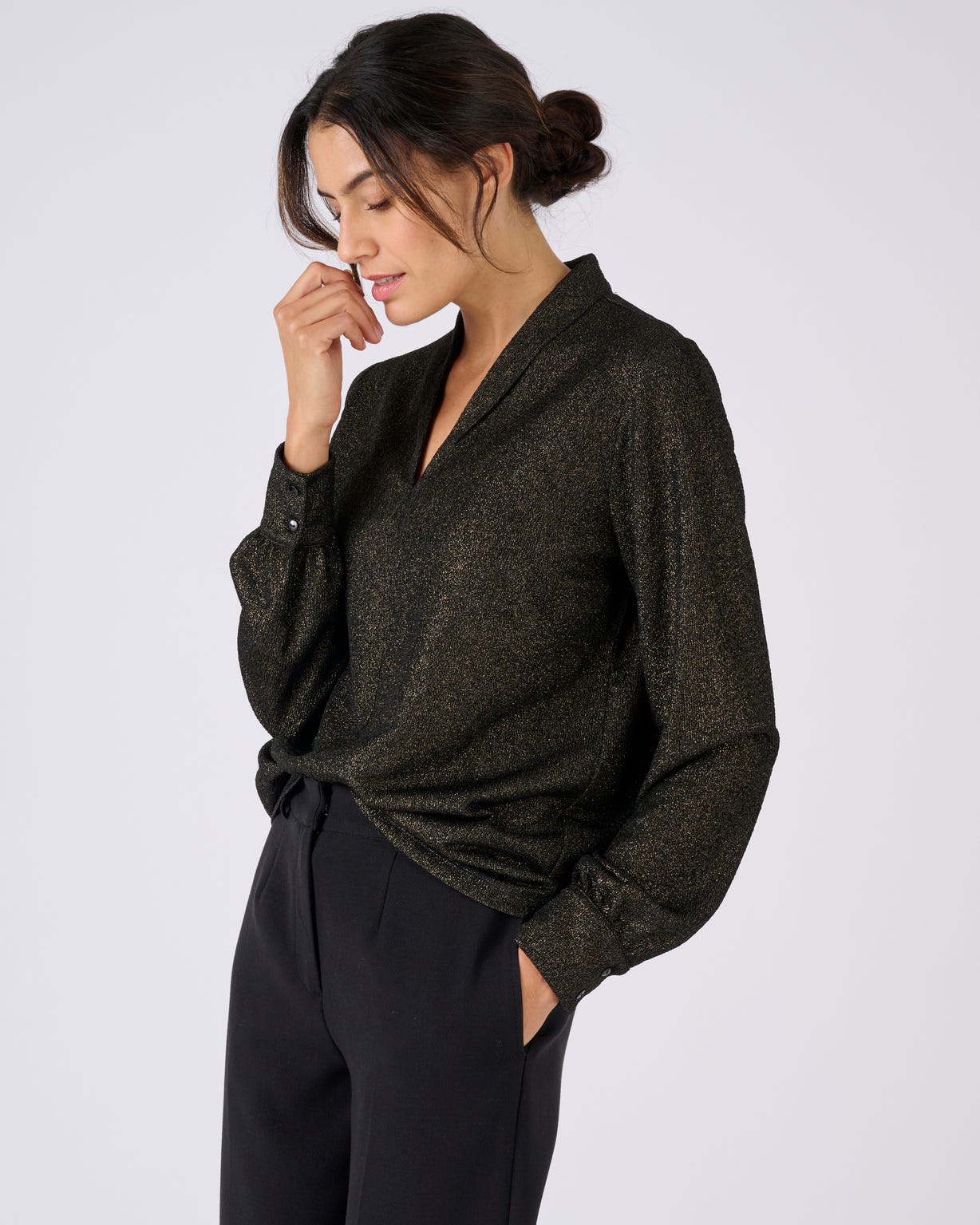 T-shirt lamé coloris doré