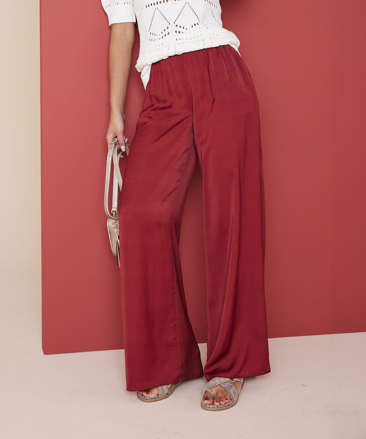 Pantalon large satiné