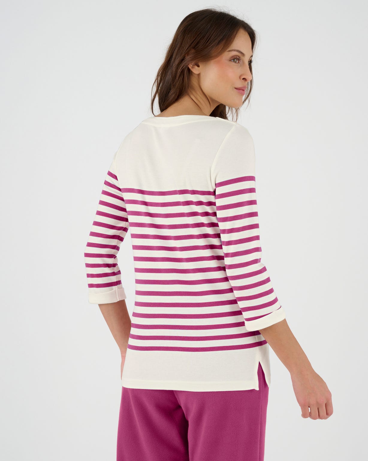 T-shirt uni ou rayé manches 3/4