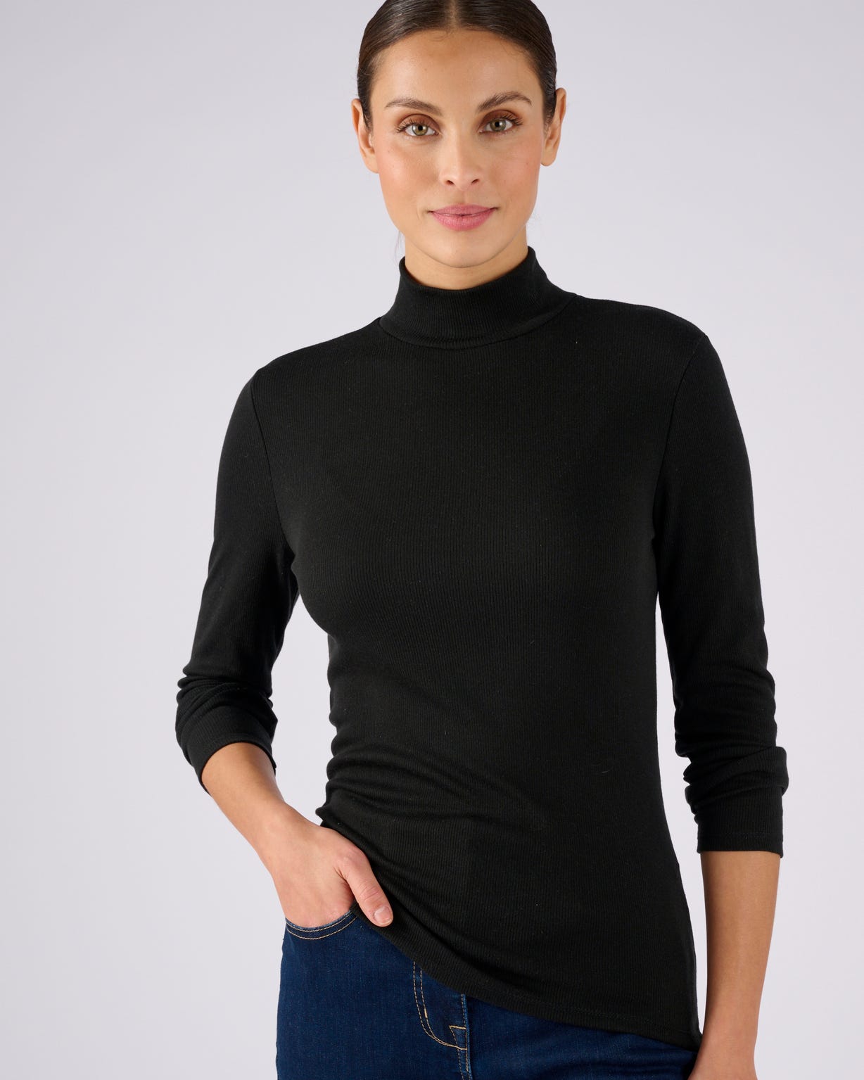 Sous-pull col montant Thermolactyl et soie en maille côtelée 