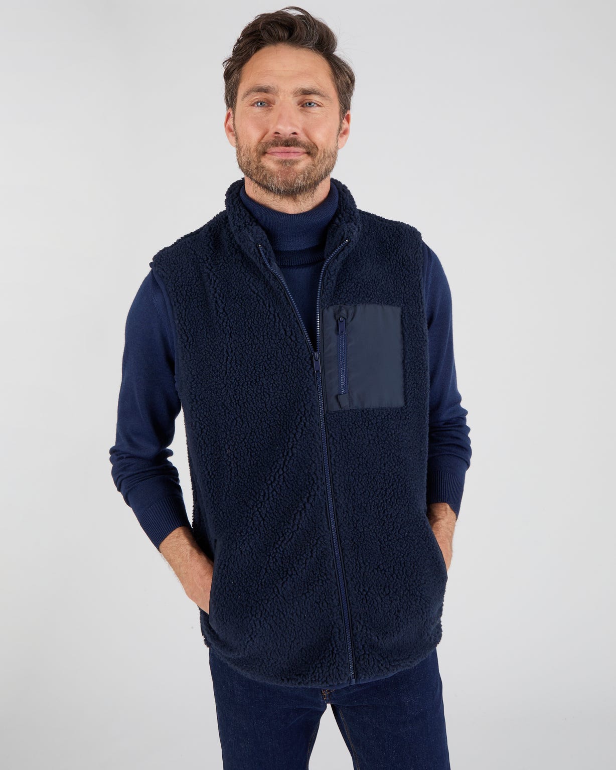 Veste sans manches en maille moutonnée