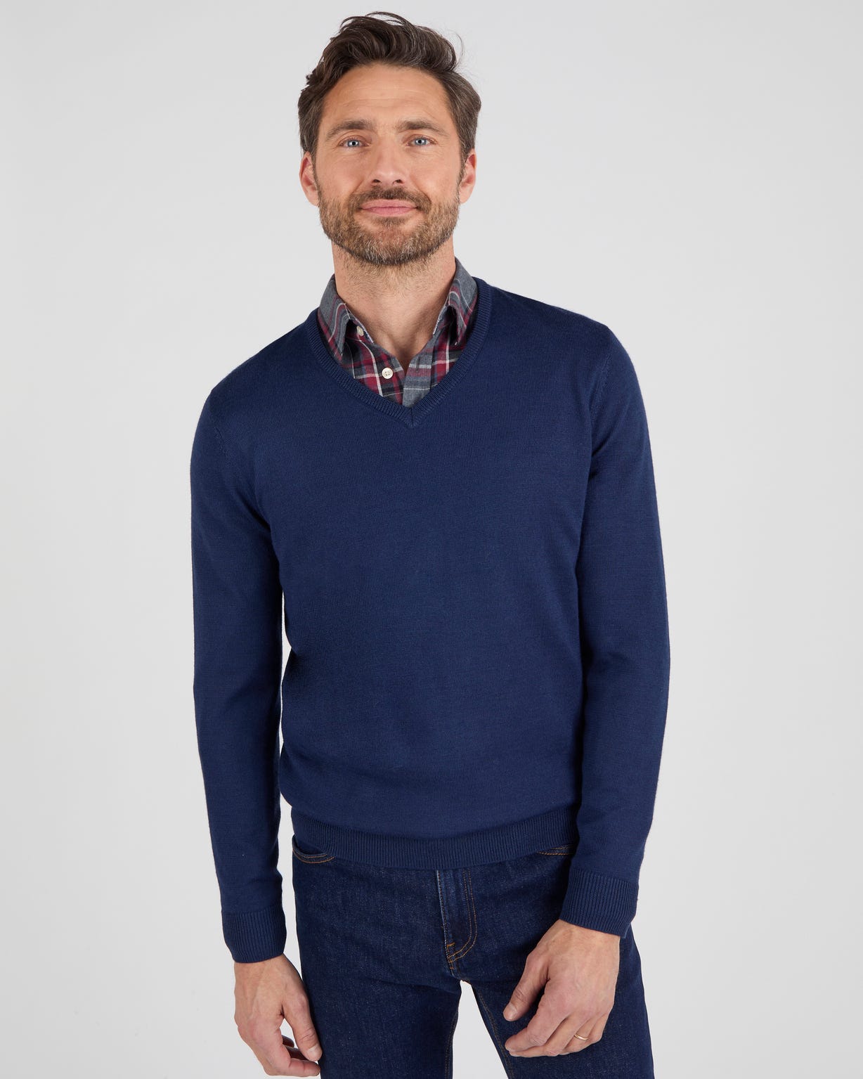 Pull classique encolure V avec laine