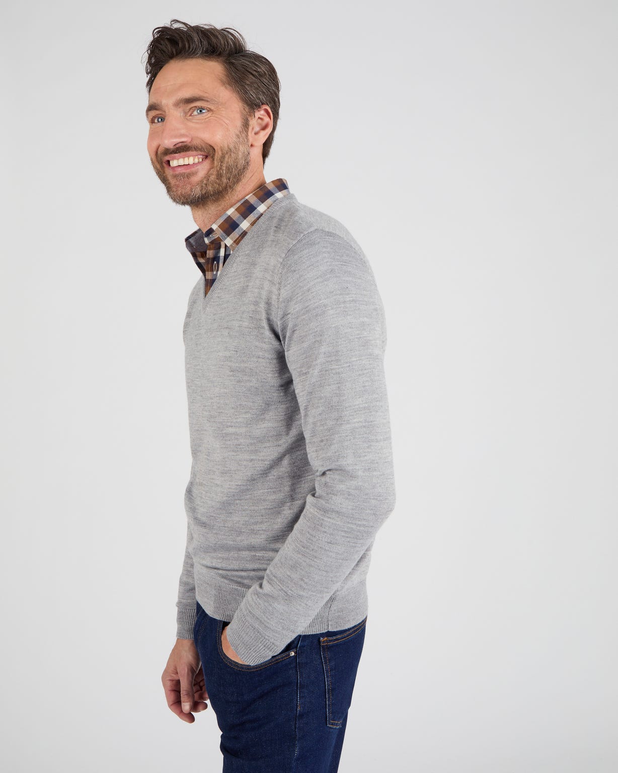 Pull classique encolure V avec laine