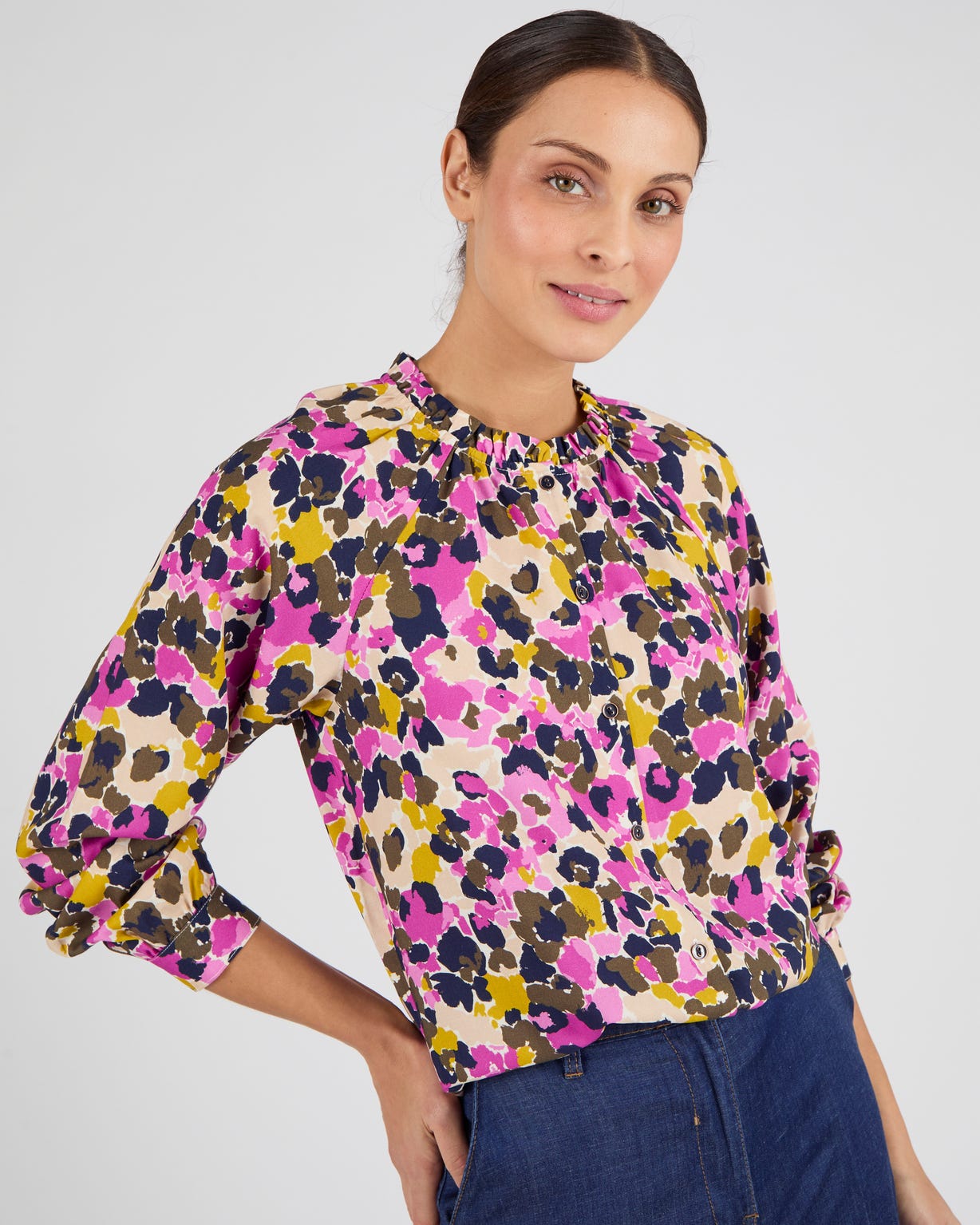 Blouse col volanté pure viscose Lenzing(TM) EcoVero(TM)