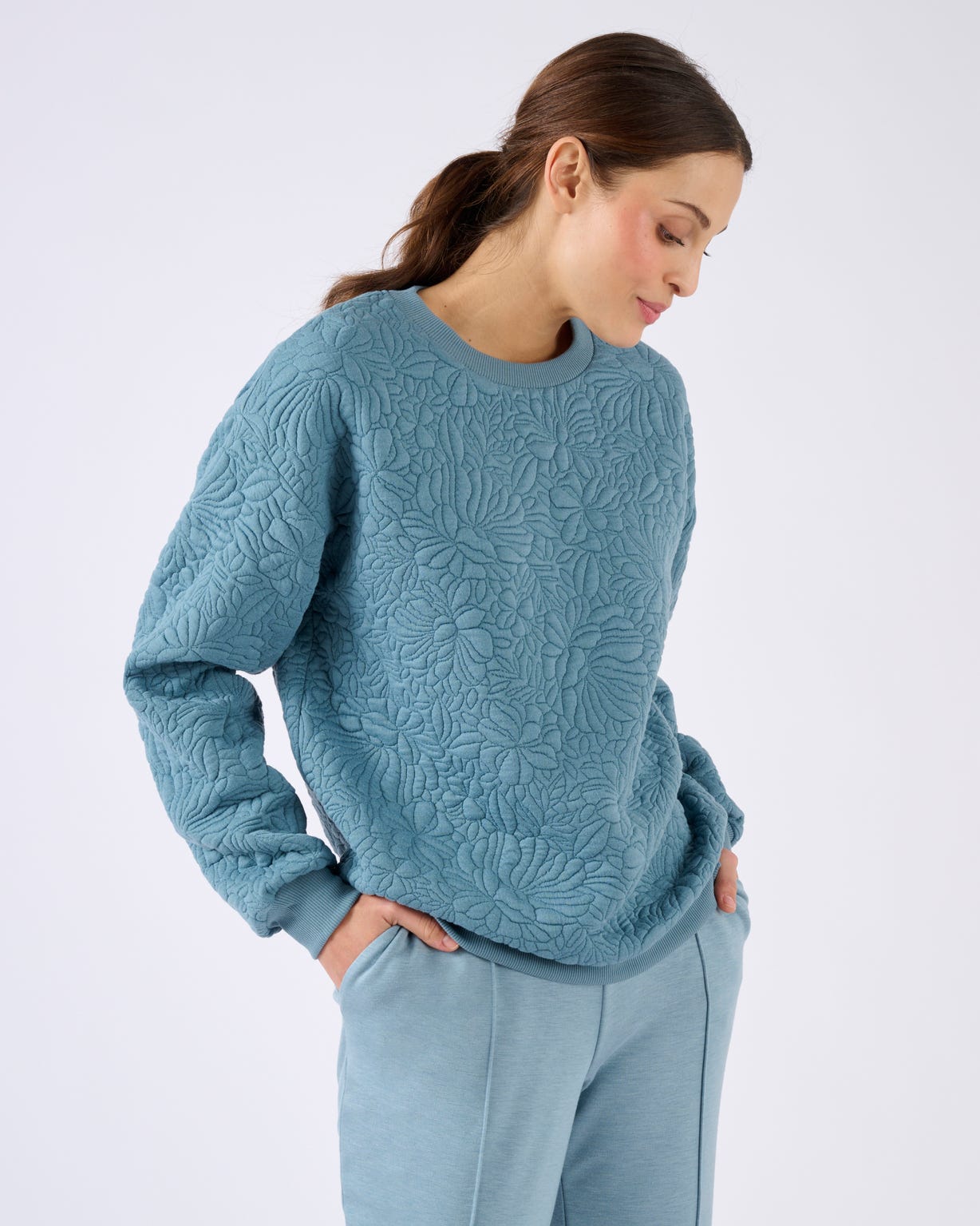 Sweat maille jacquard embossé