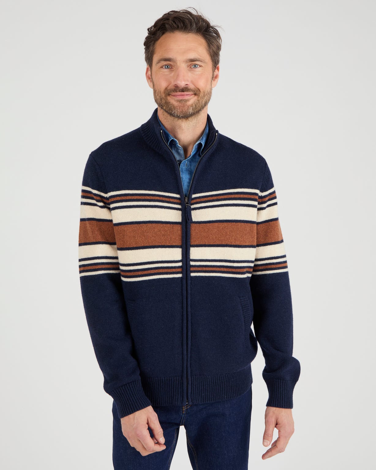 Gilet zippé col montant 50% laine