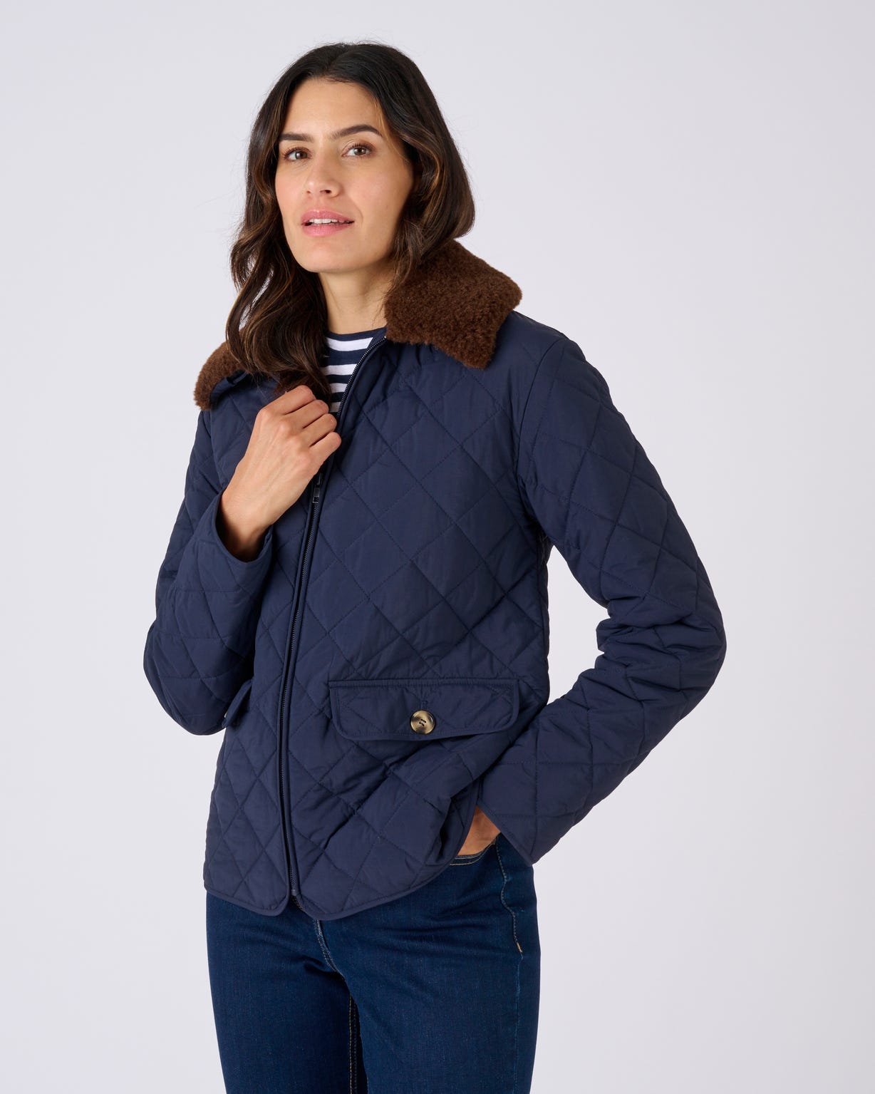 Veste col imitation fourrure amovible