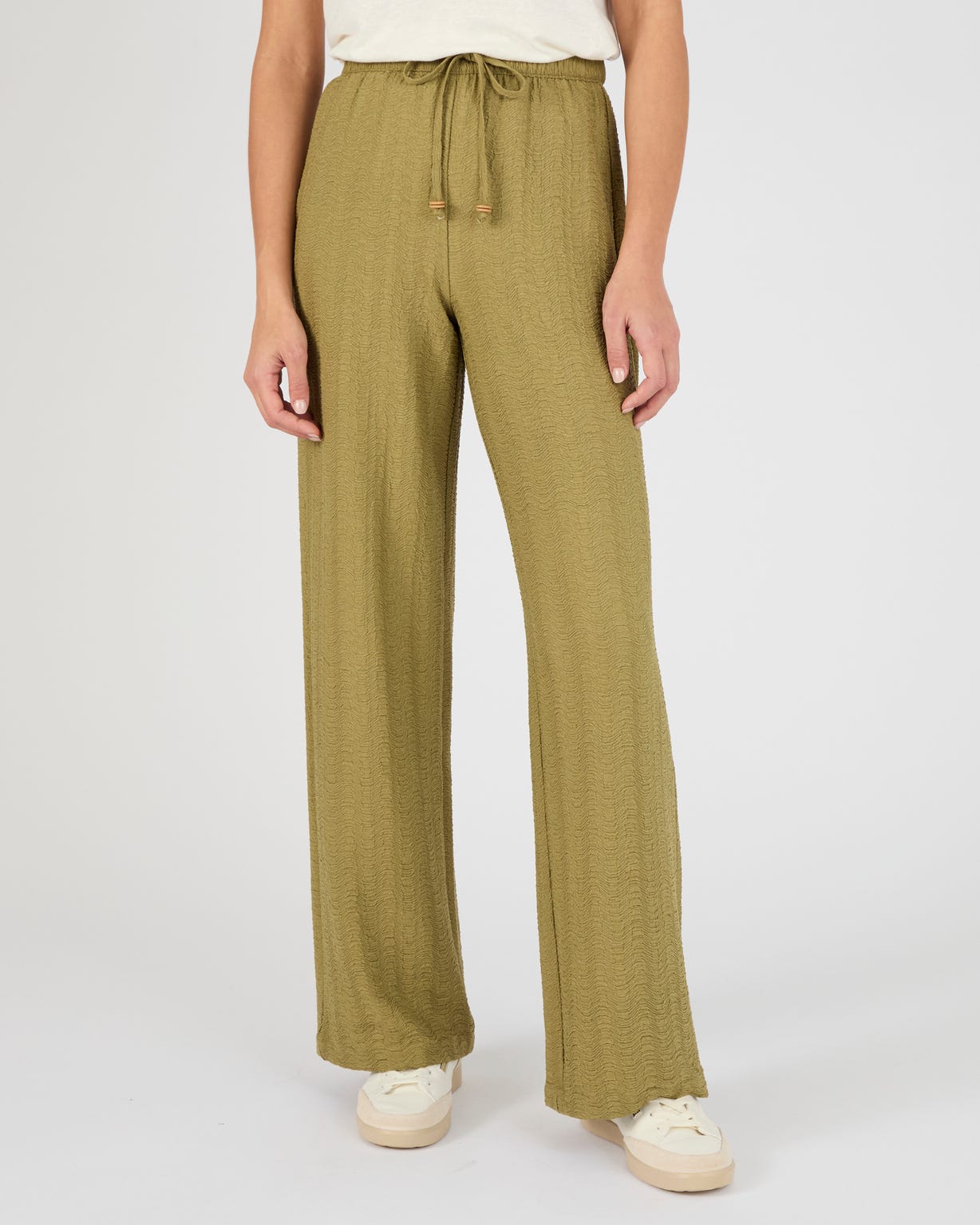 Pantalon enfilable maille jacquard effet froissé