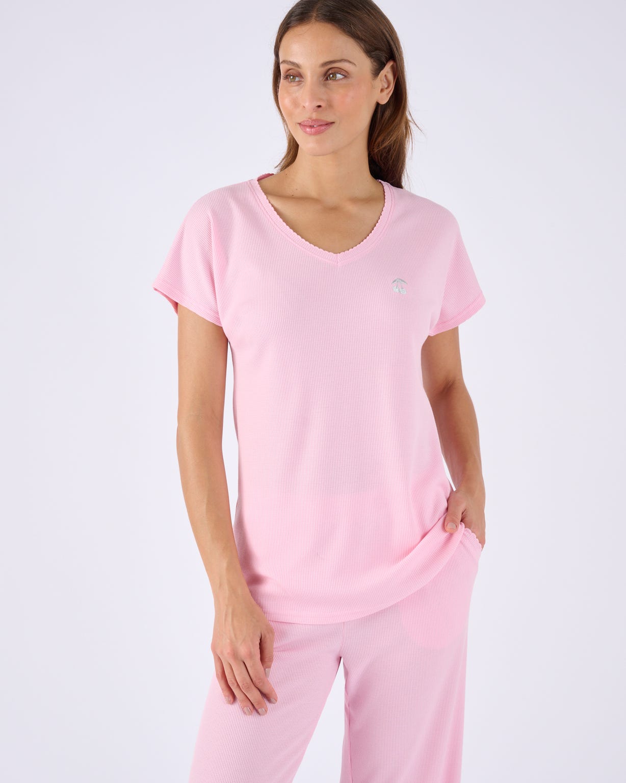 Pyjama 7/8ème en maille gaufrée