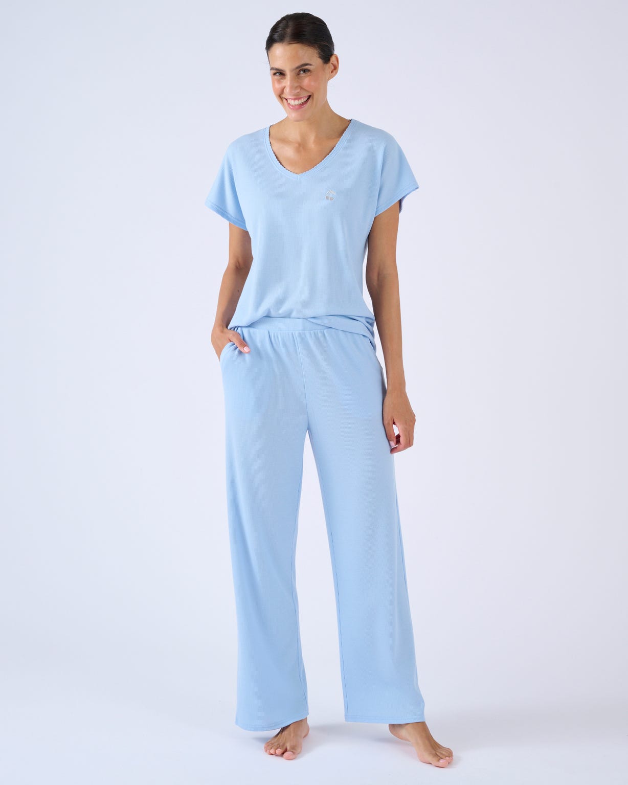 Pyjama 7/8ème en maille gaufrée