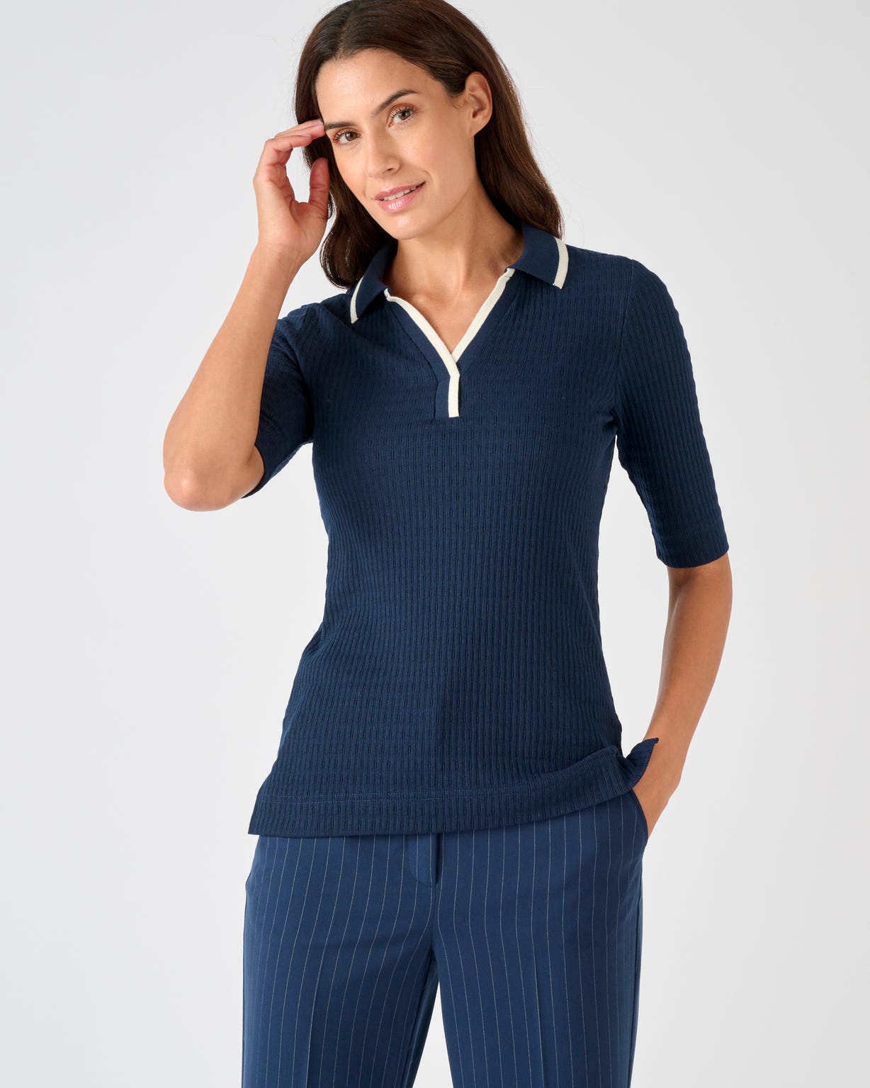 T-shirt maille pointelle, uni ou rayé