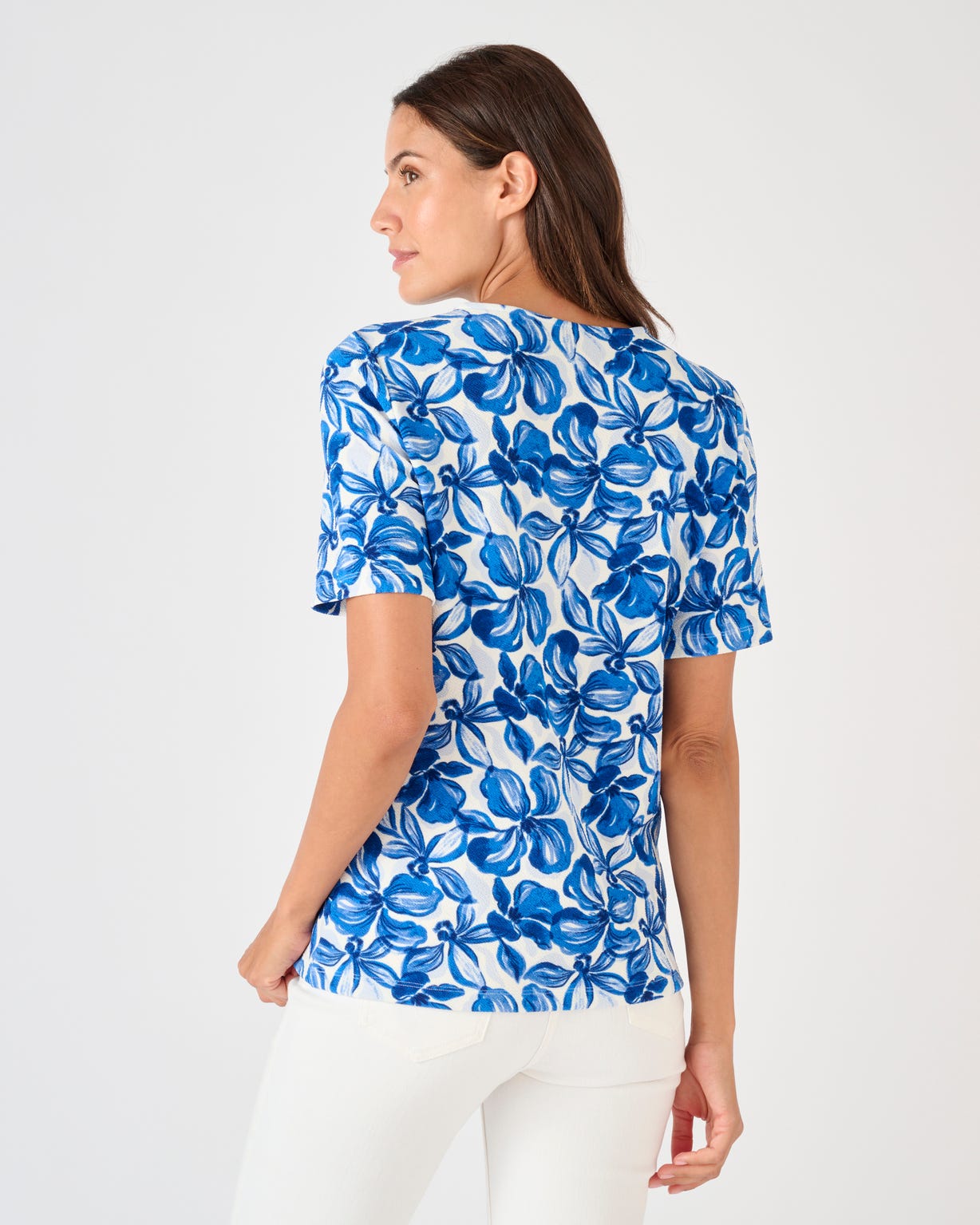 T-shirt maille gaufrée fleurie