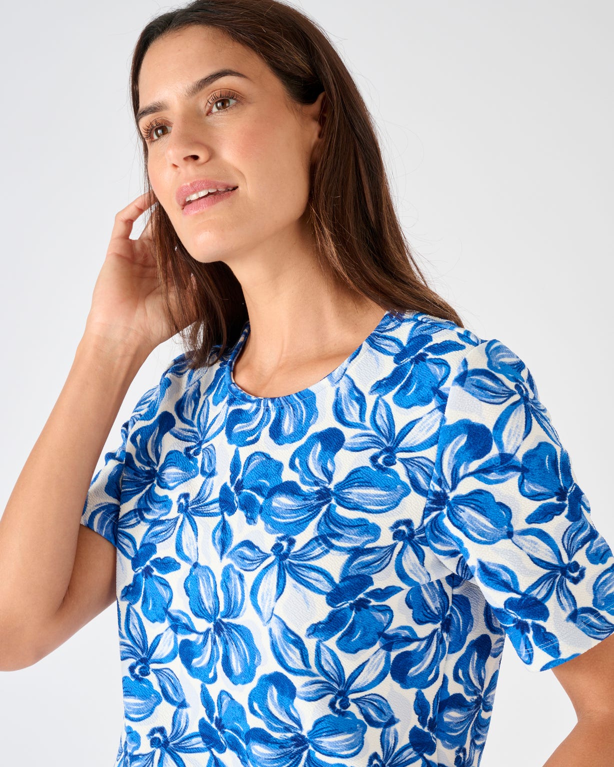 T-shirt maille gaufrée fleurie