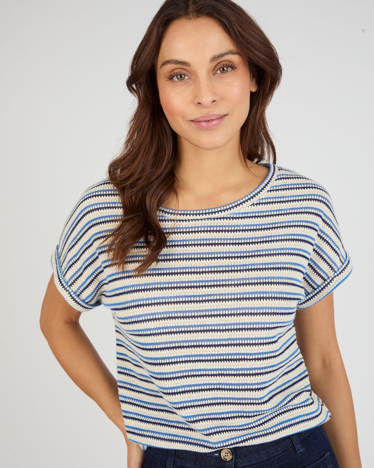 T-shirt maille jacquard rayée