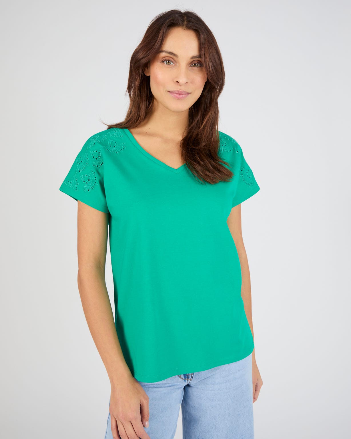 T-shirt broderies ajourées en pur coton