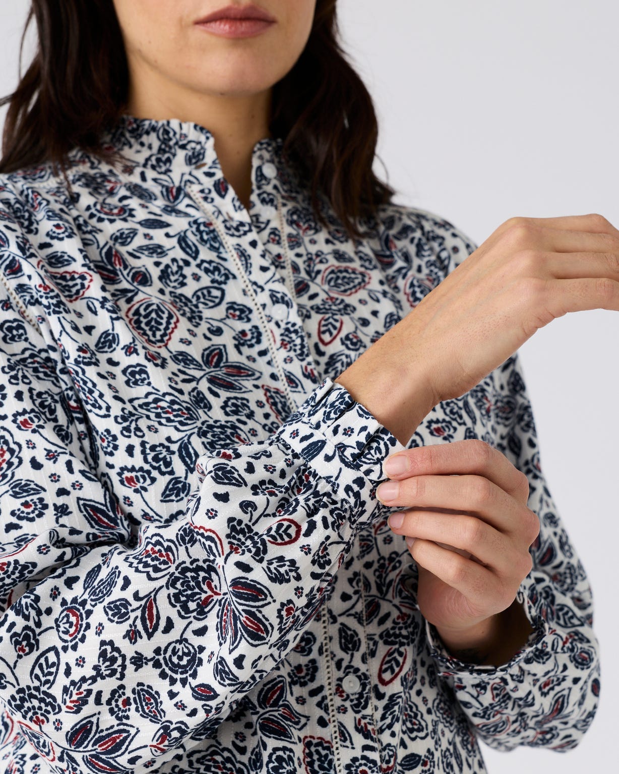 Chemisier col volanté pure viscose Lenzing(TM) EcoVero(TM)