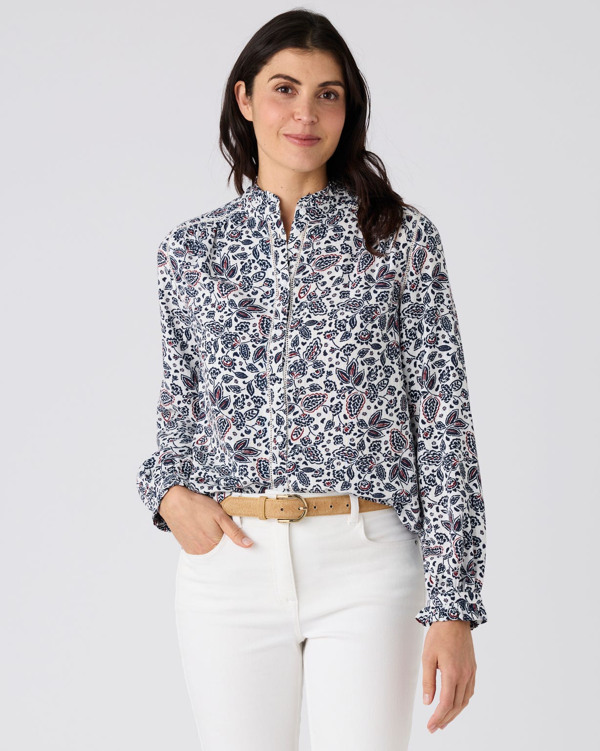 Chemisier col volanté pure viscose Lenzing(TM) EcoVero(TM)