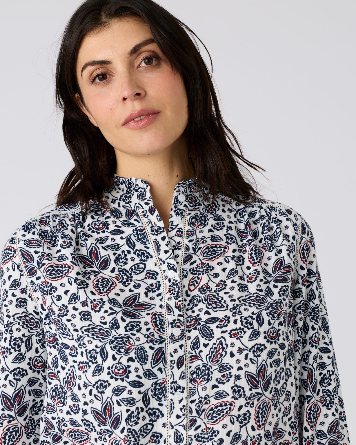 Chemisier col volanté pure viscose Lenzing(TM) EcoVero(TM)