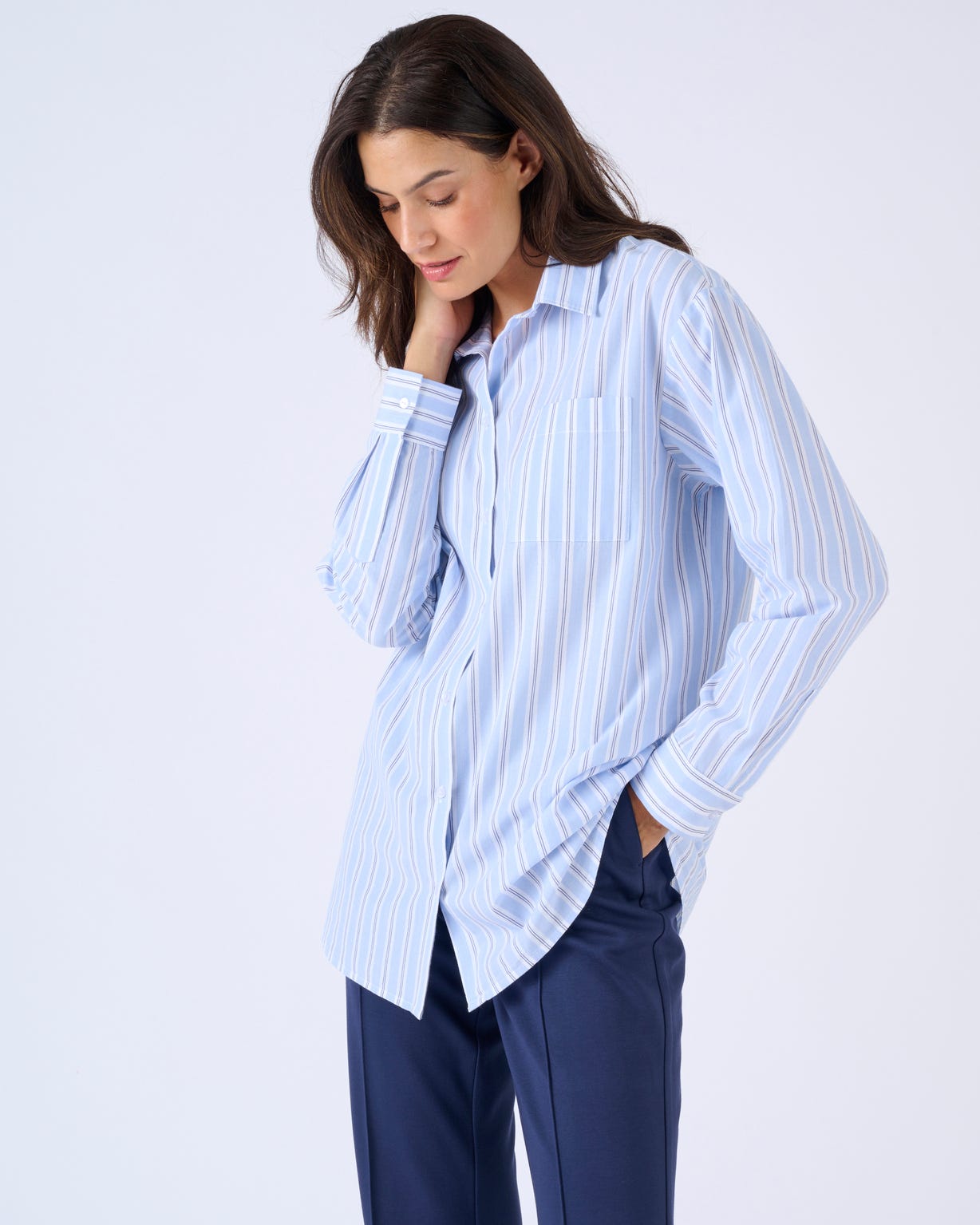 Chemise rayée en popeline