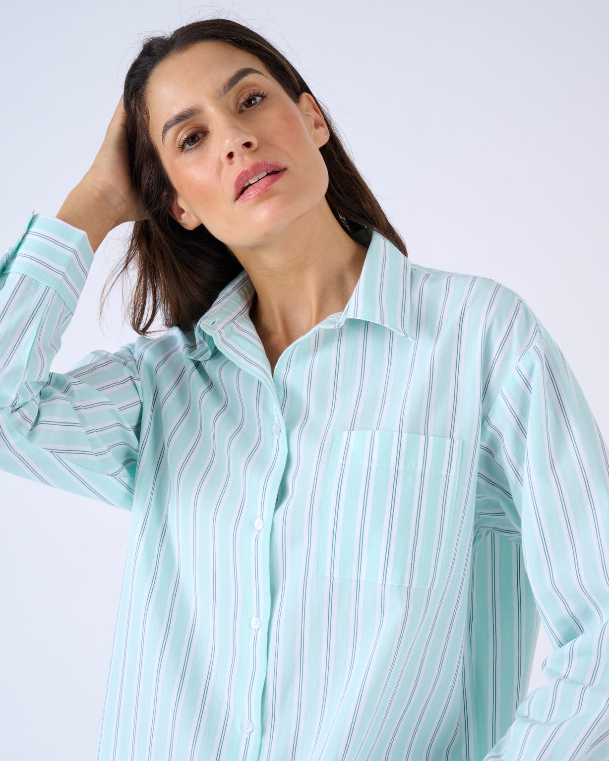 Chemise rayée en popeline