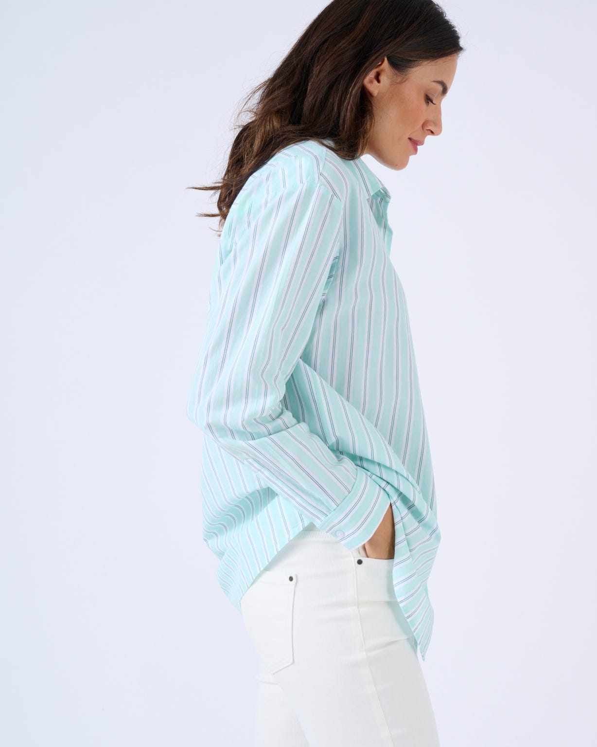 Chemise rayée en popeline