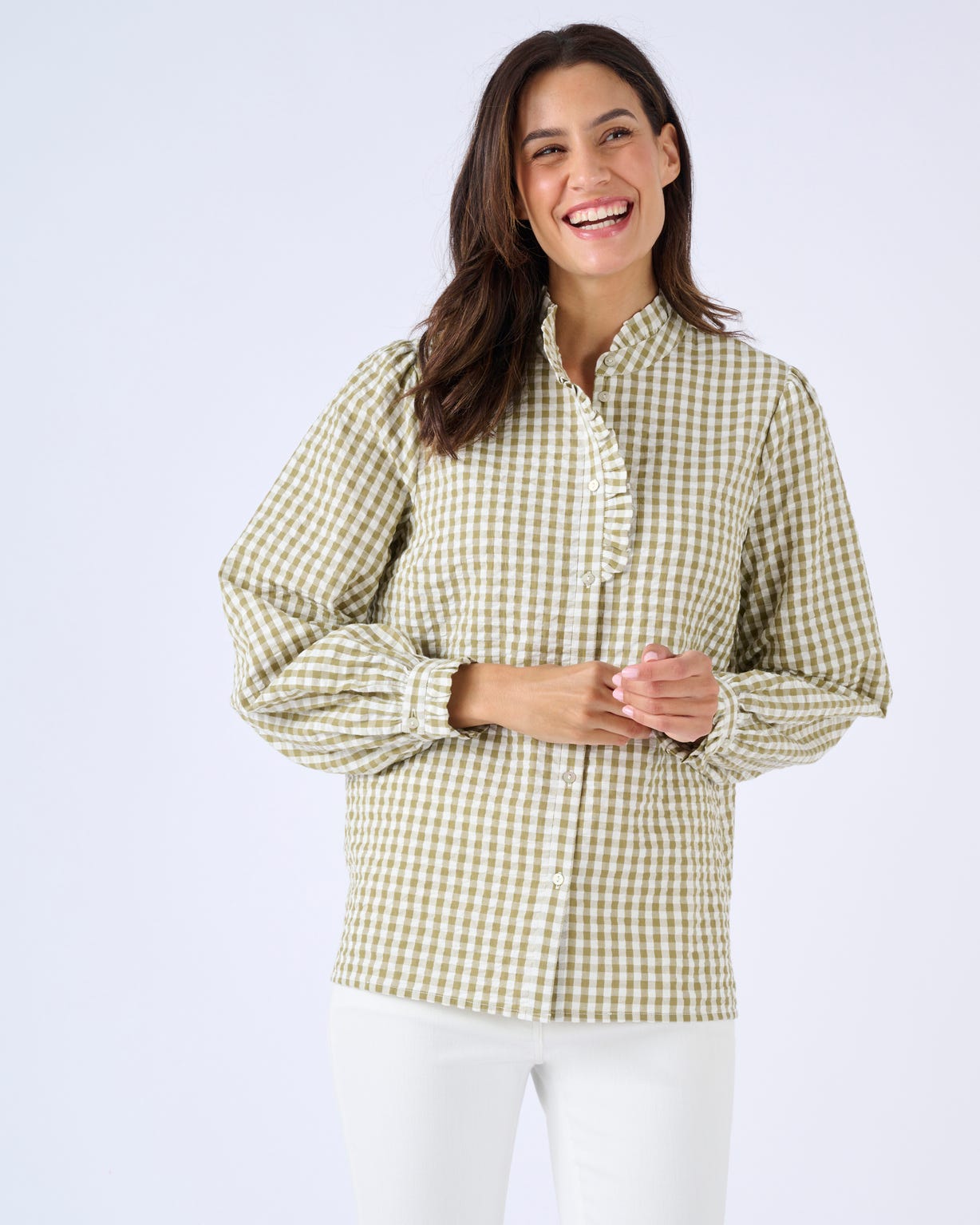 Chemisier effet gaufré à petits carreaux