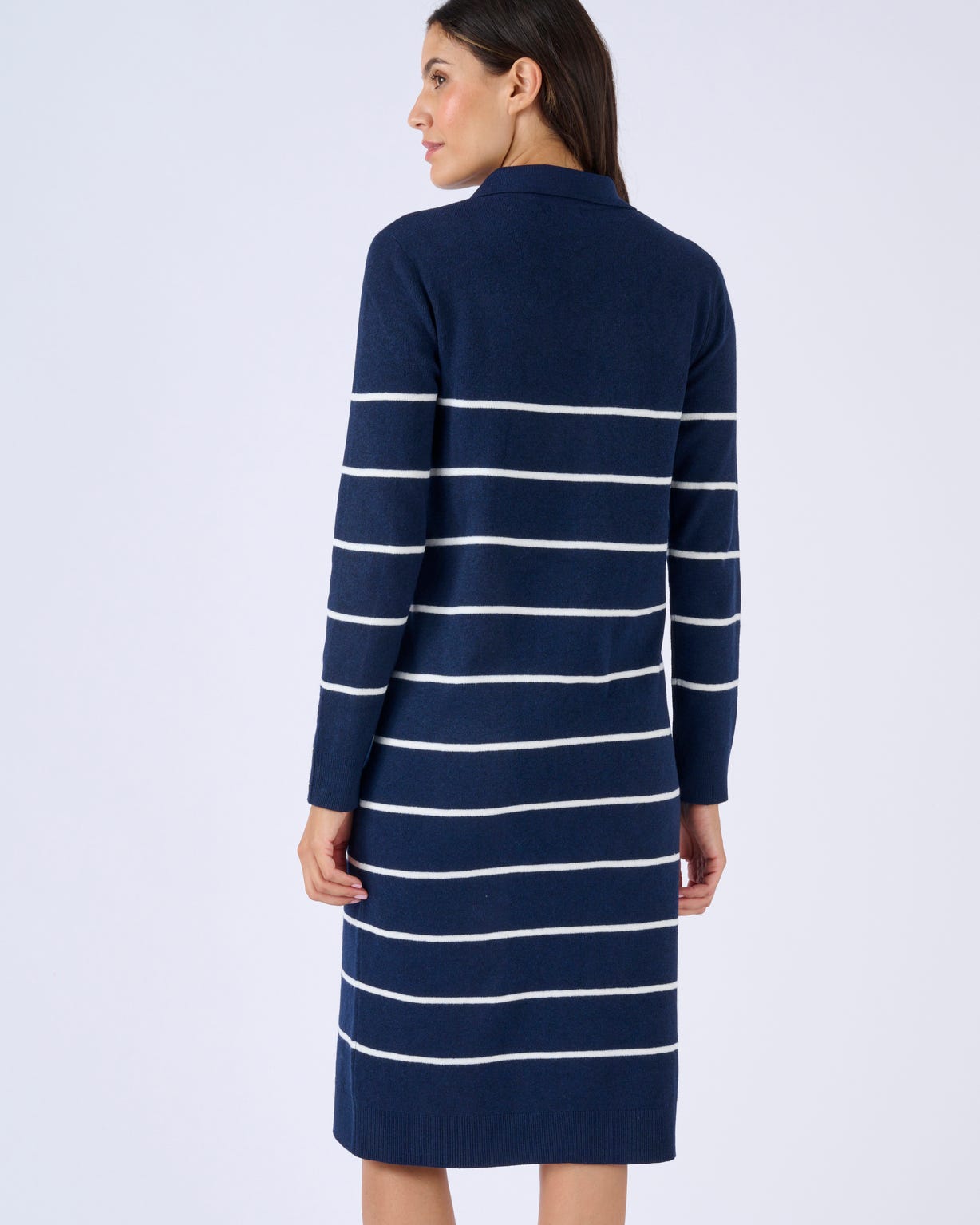 Robe-pull col polo rayée