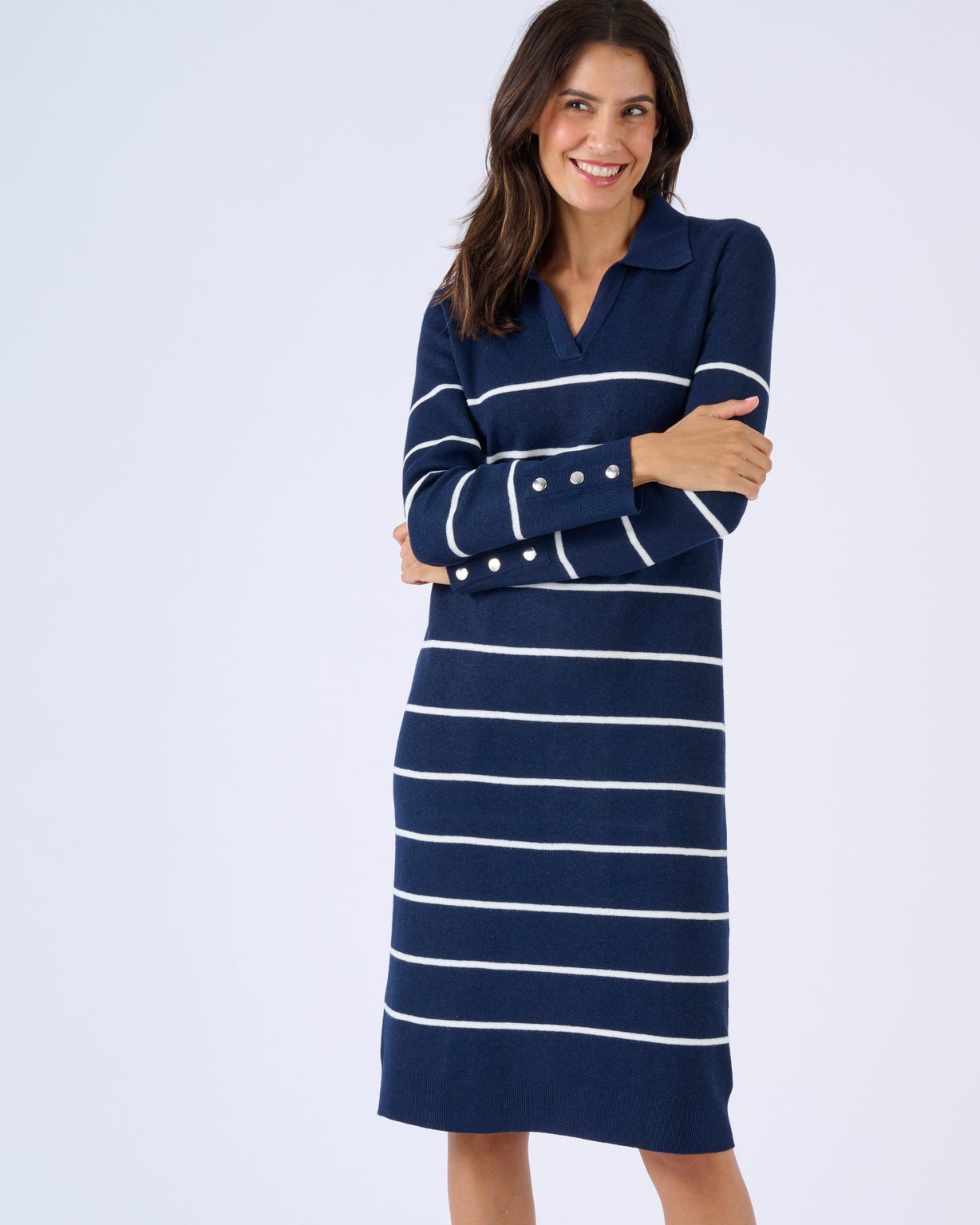 Robe-pull col polo rayée