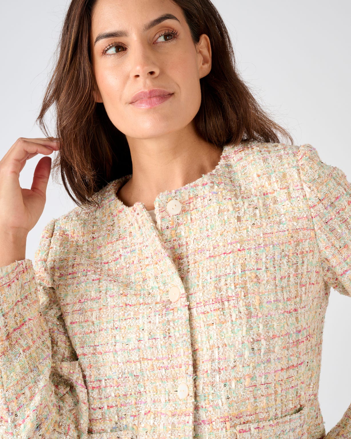 Veste effet tweed fils brillants