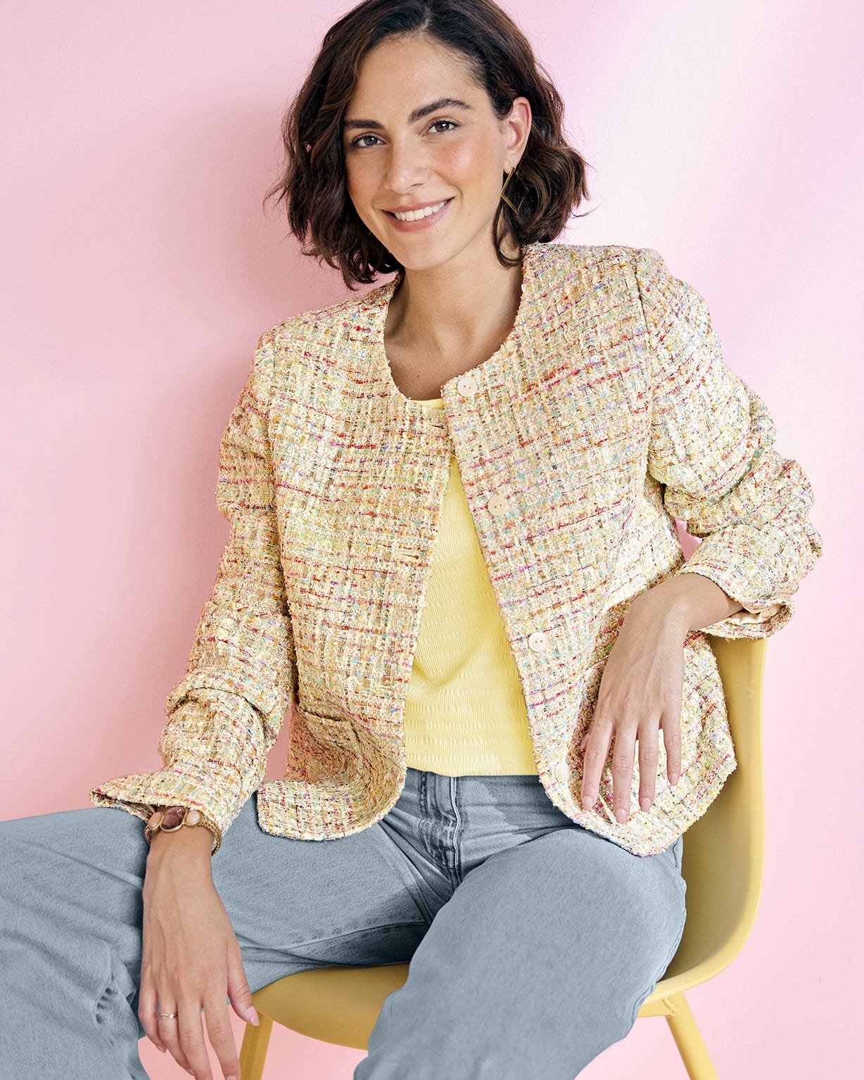 Veste effet tweed fils brillants