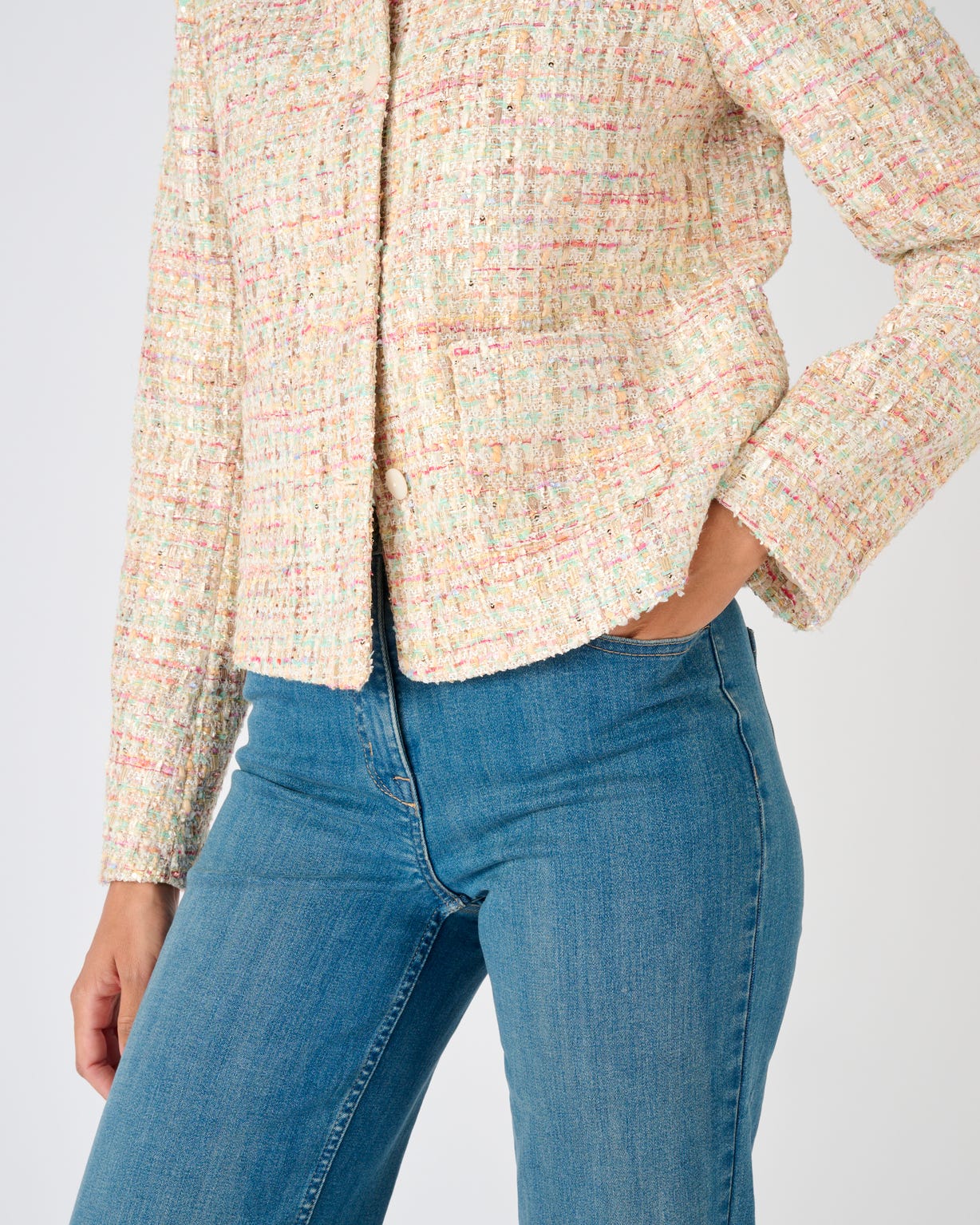 Veste effet tweed fils brillants