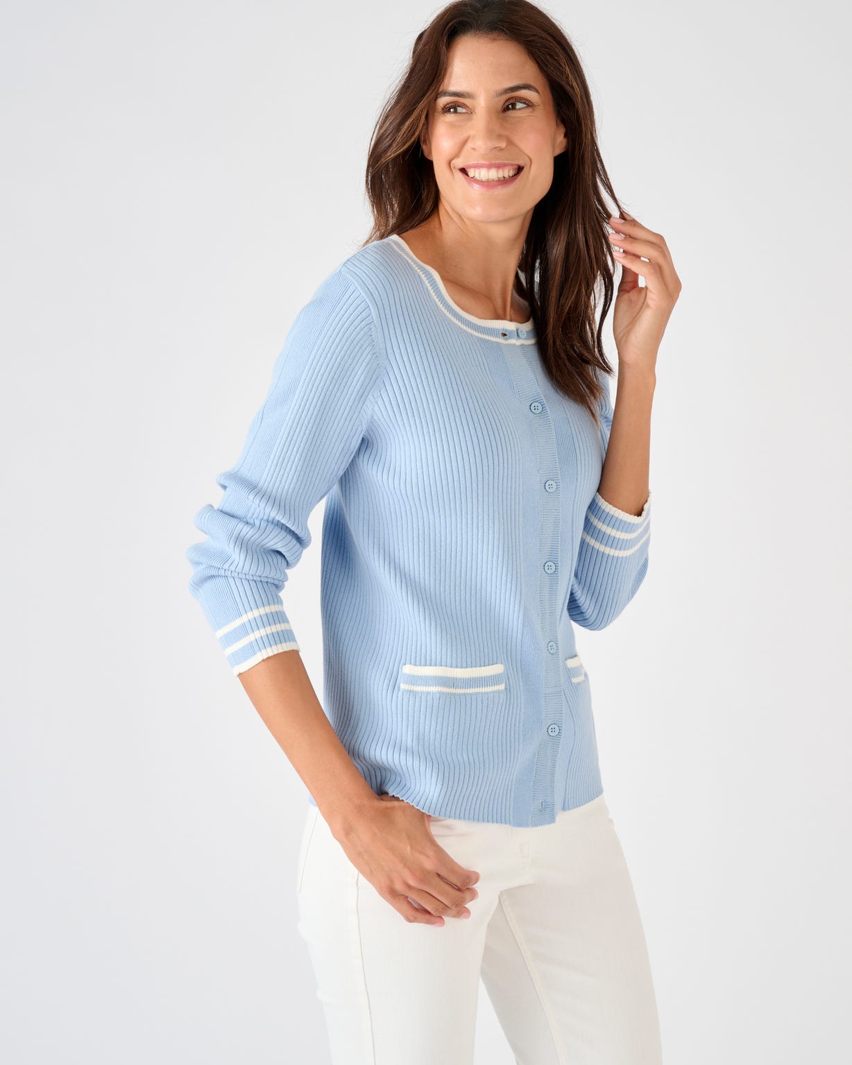 Cardigan côtes plates fantaisie