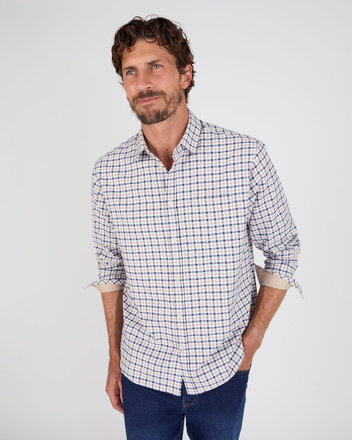 Chemise manches longues à petits carreaux