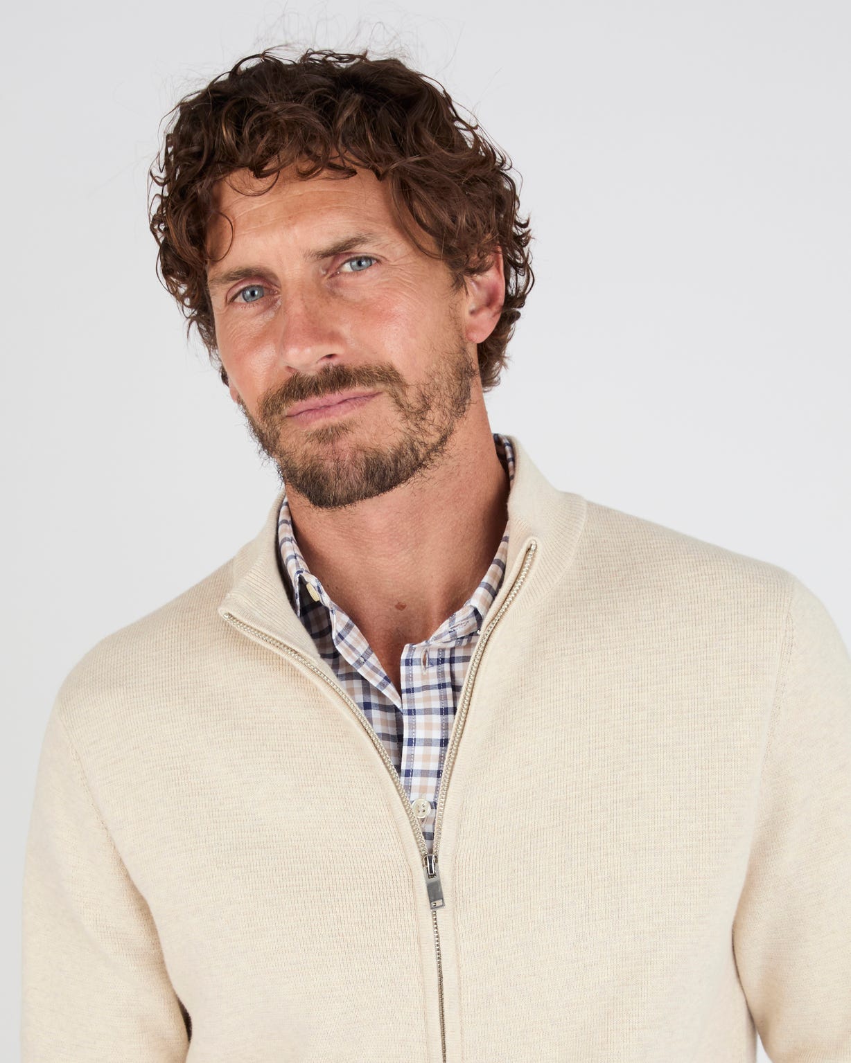 Gilet chiné zippé col montant