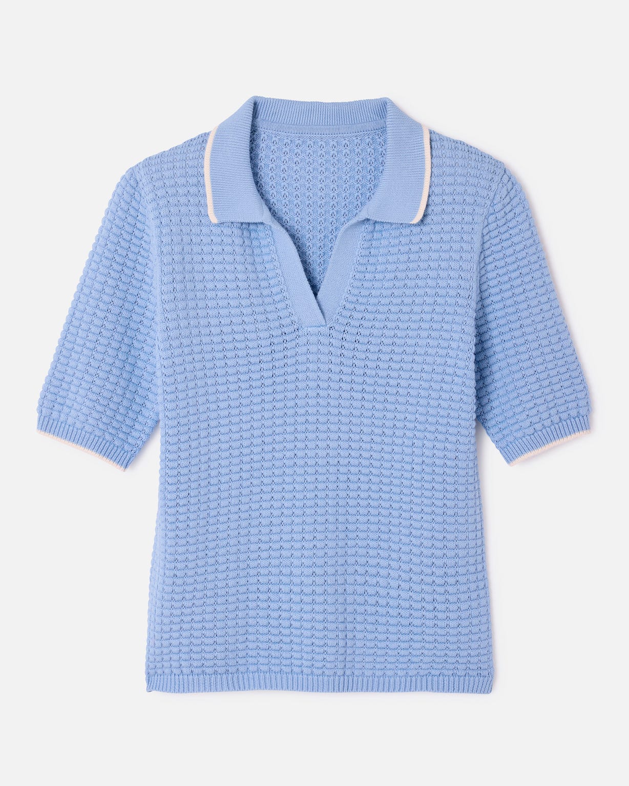 Pull col polo maille gaufrée