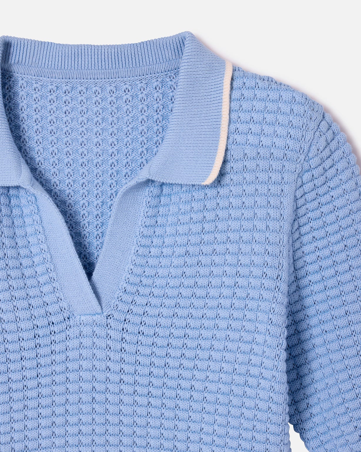 Pull col polo maille gaufrée