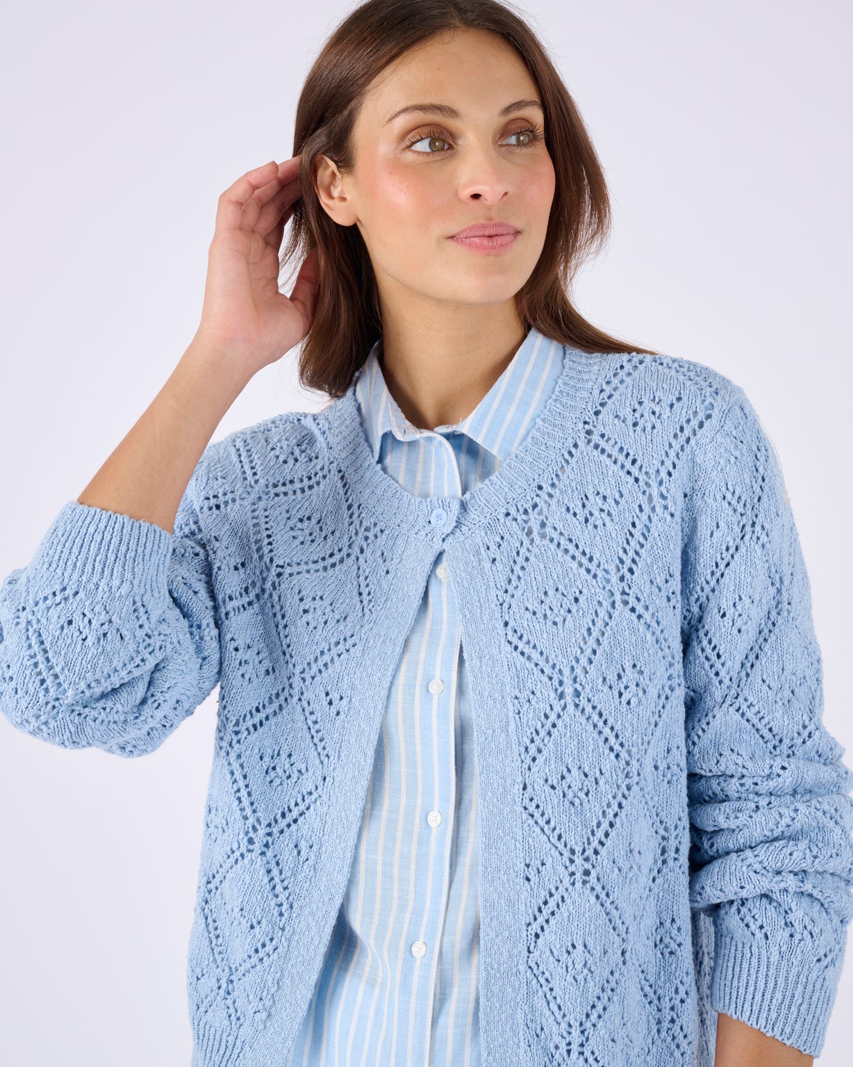 Cardigan ajouré fil ruban