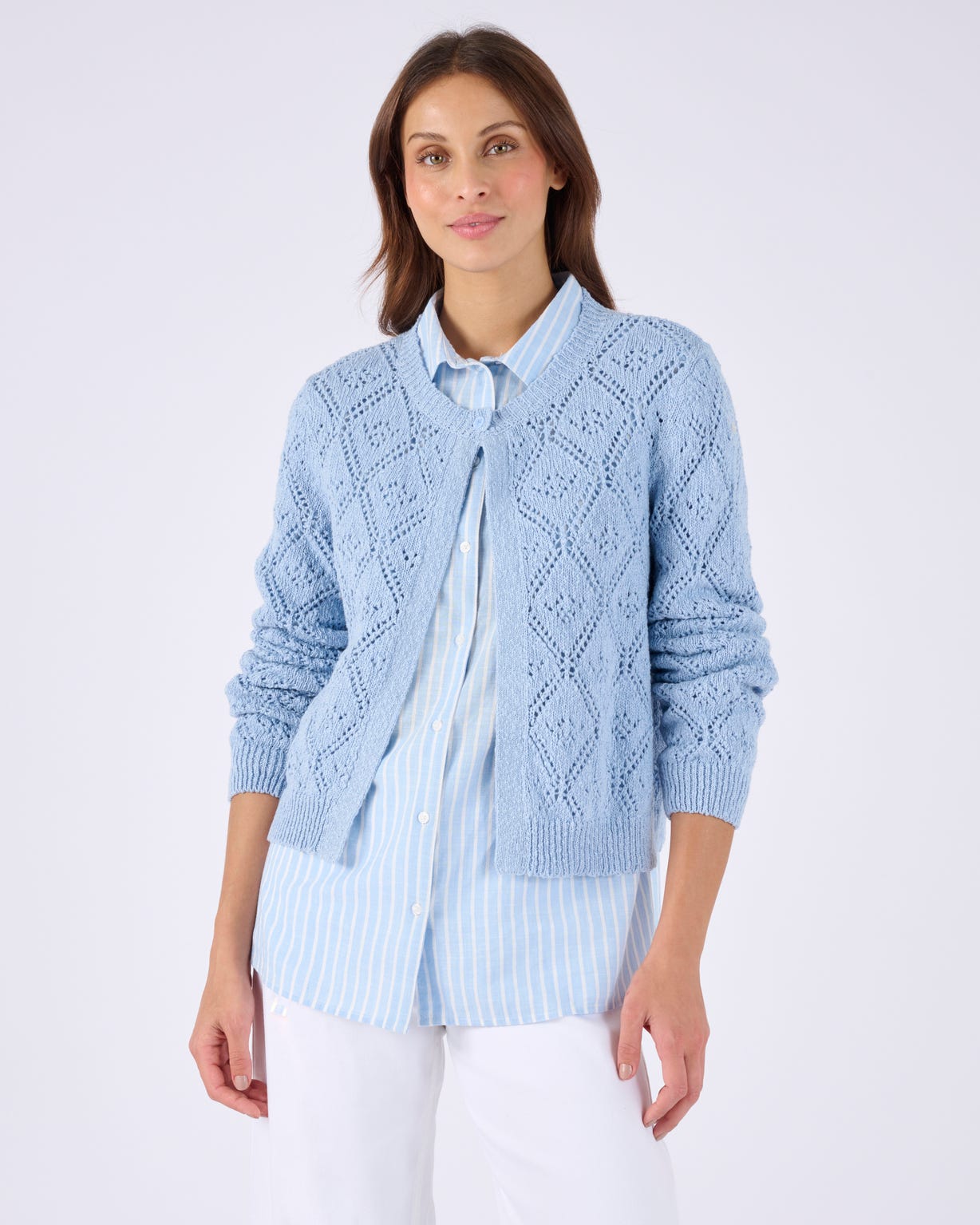 Cardigan ajouré fil ruban